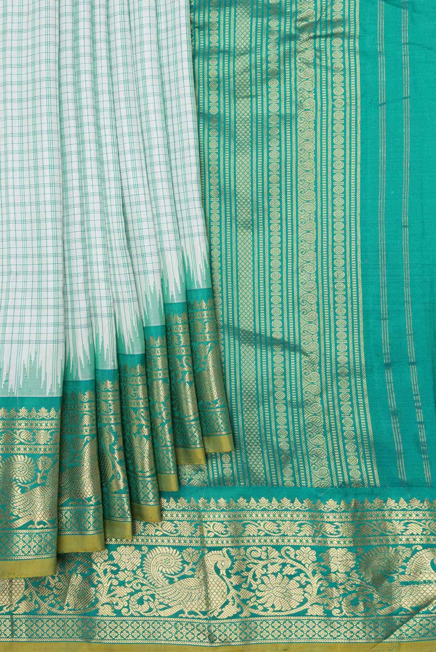 Off White Gadwal Silk Saree