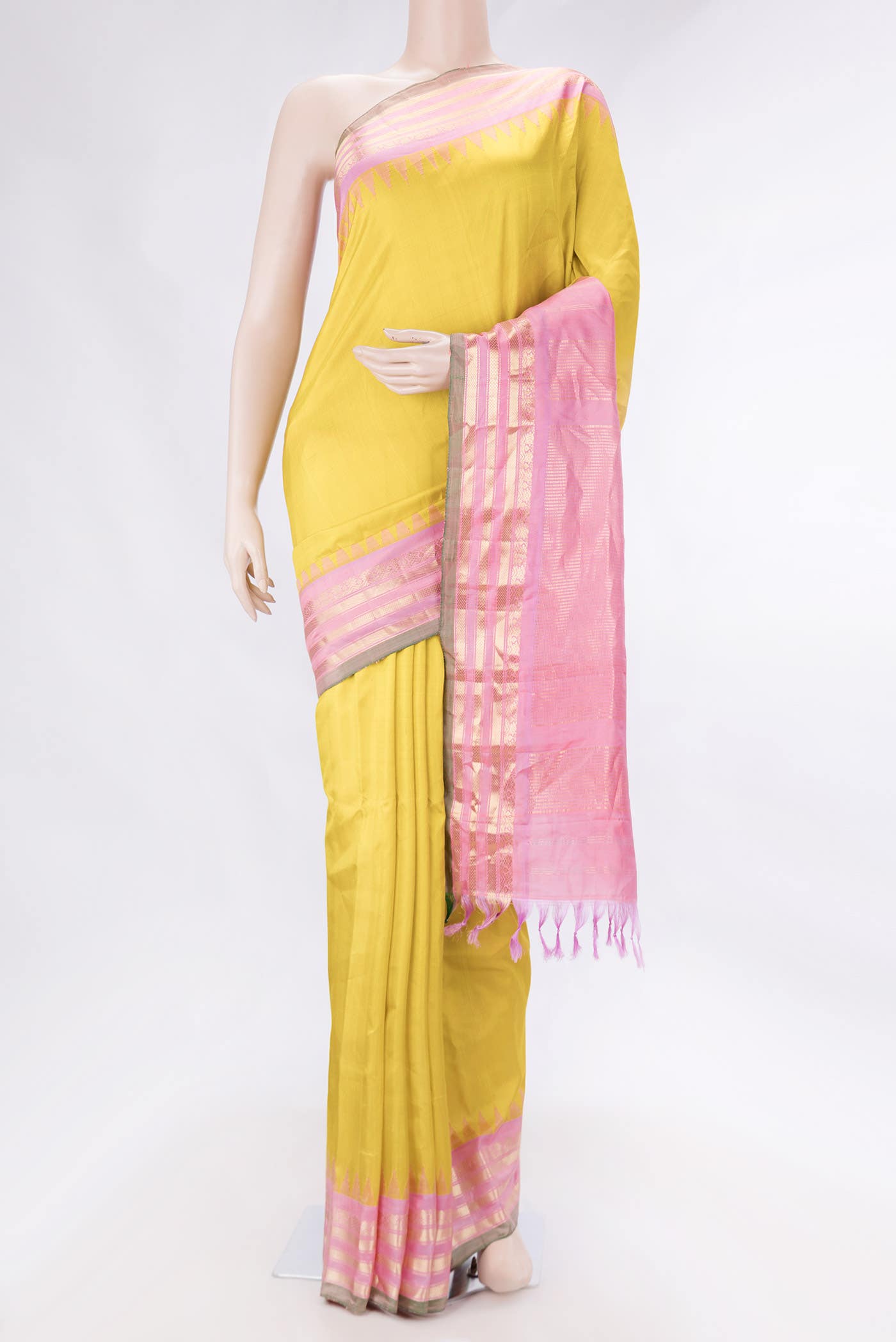 Parrot Green Dual Tone Gadwal Silk Saree