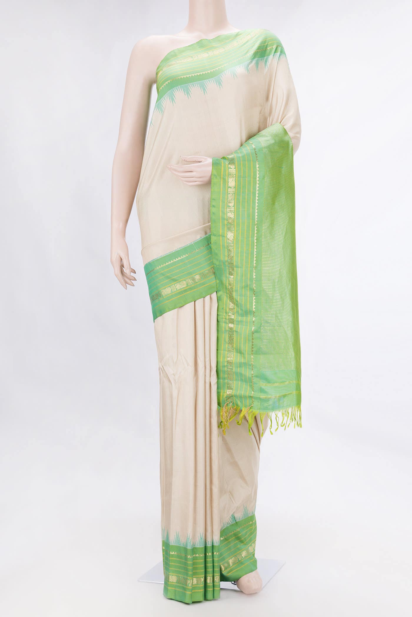 Beige Dual Tone Gadwal Silk Saree