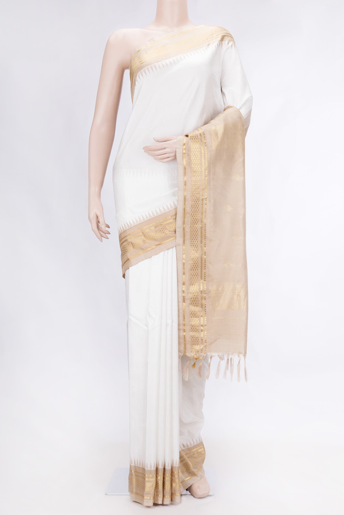 Off White Gadwal Silk Saree