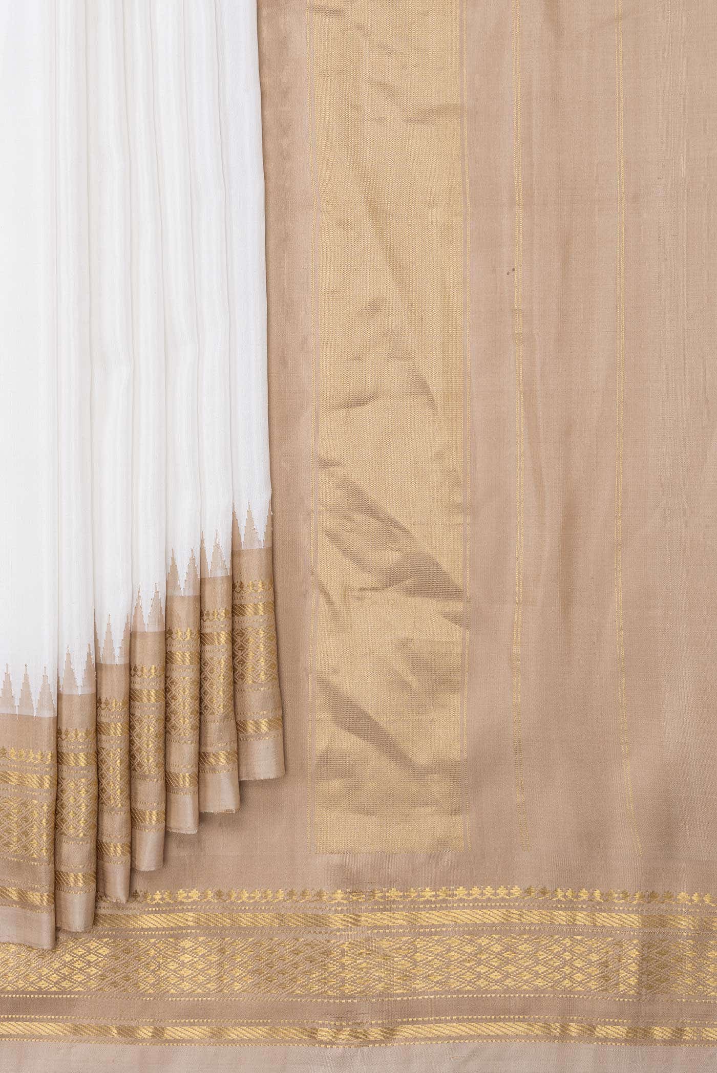 Off White Gadwal Silk Saree