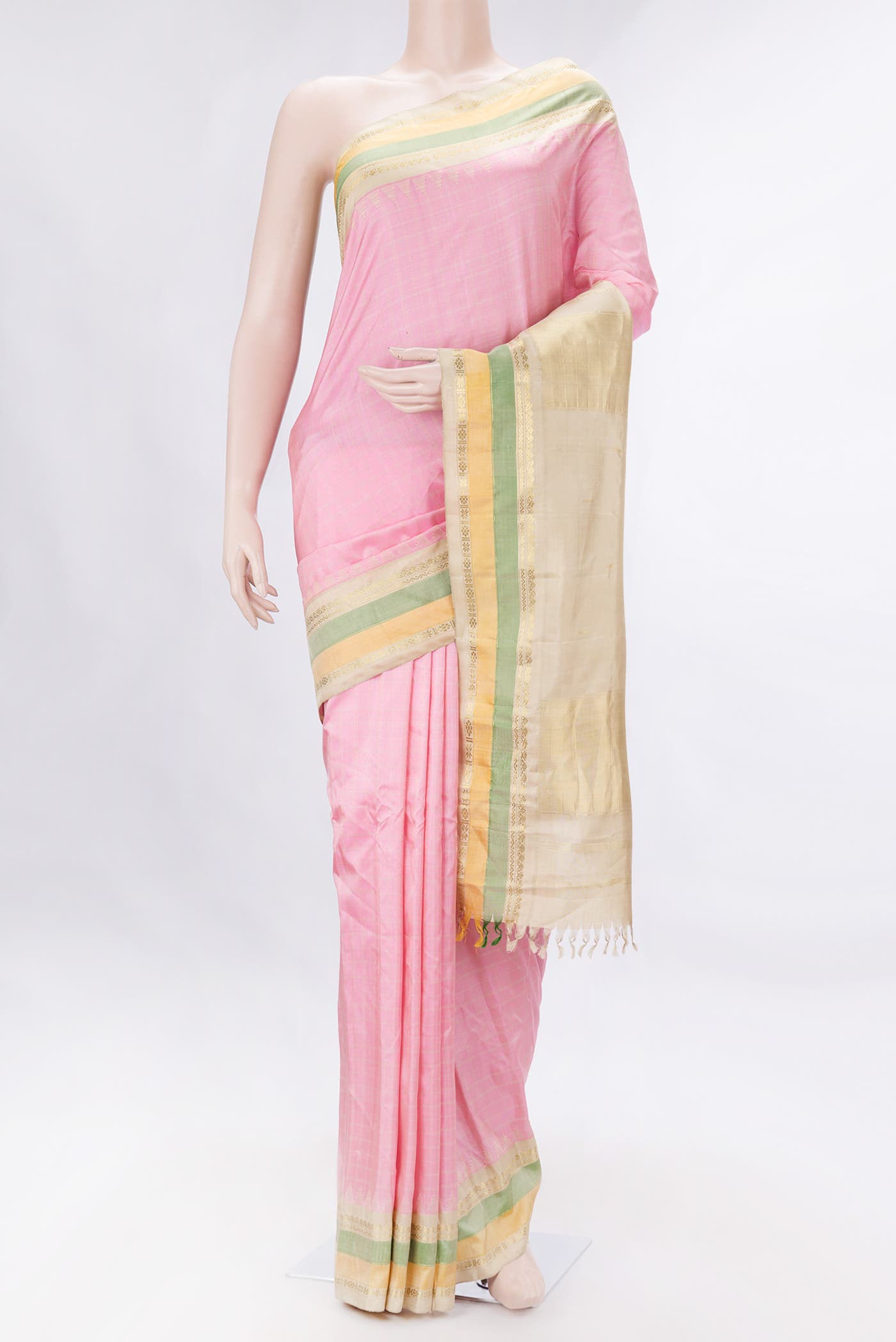 Pink Dual Tone Gadwal Silk Saree