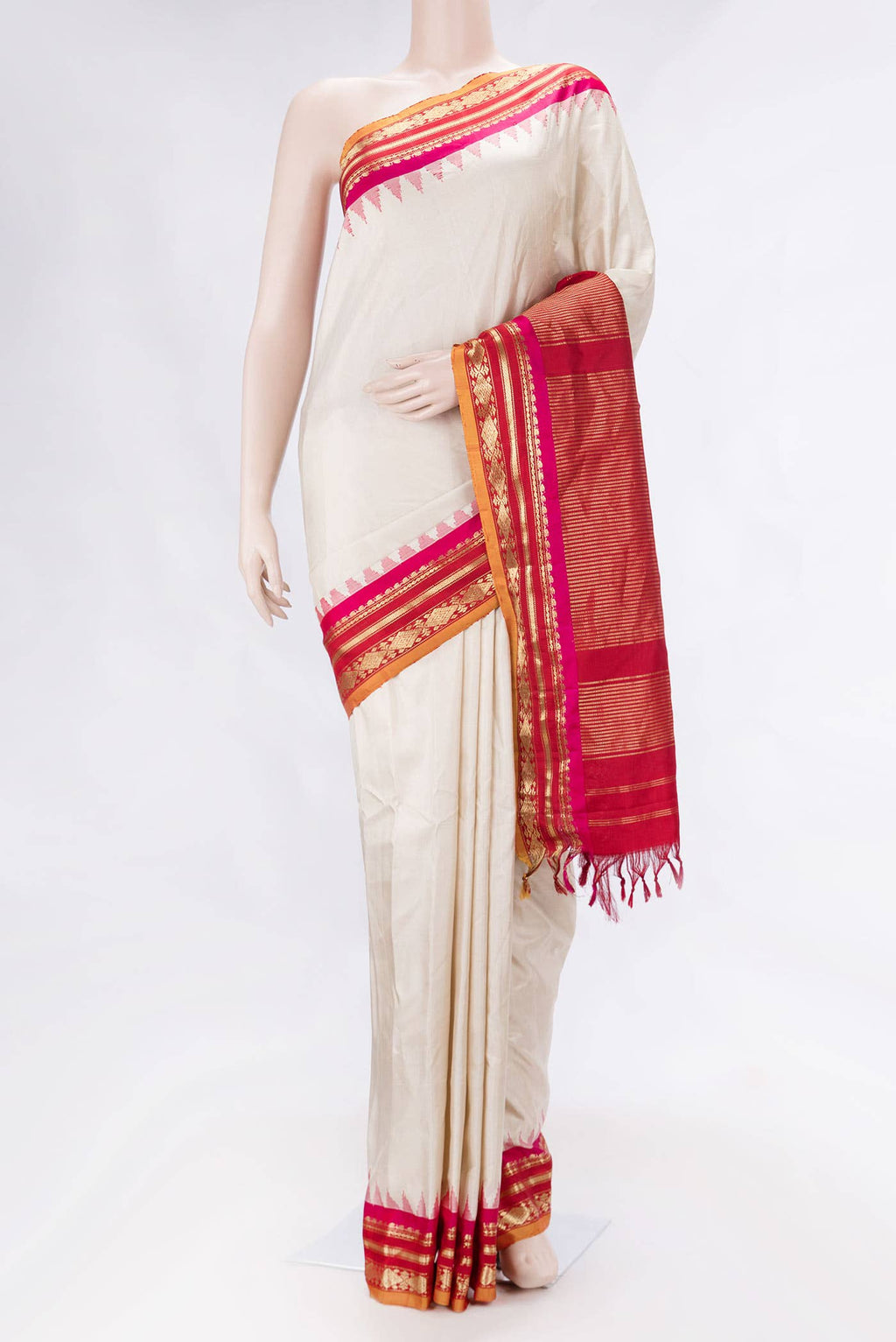 Sandal Dual Tone Gadwal Silk Saree