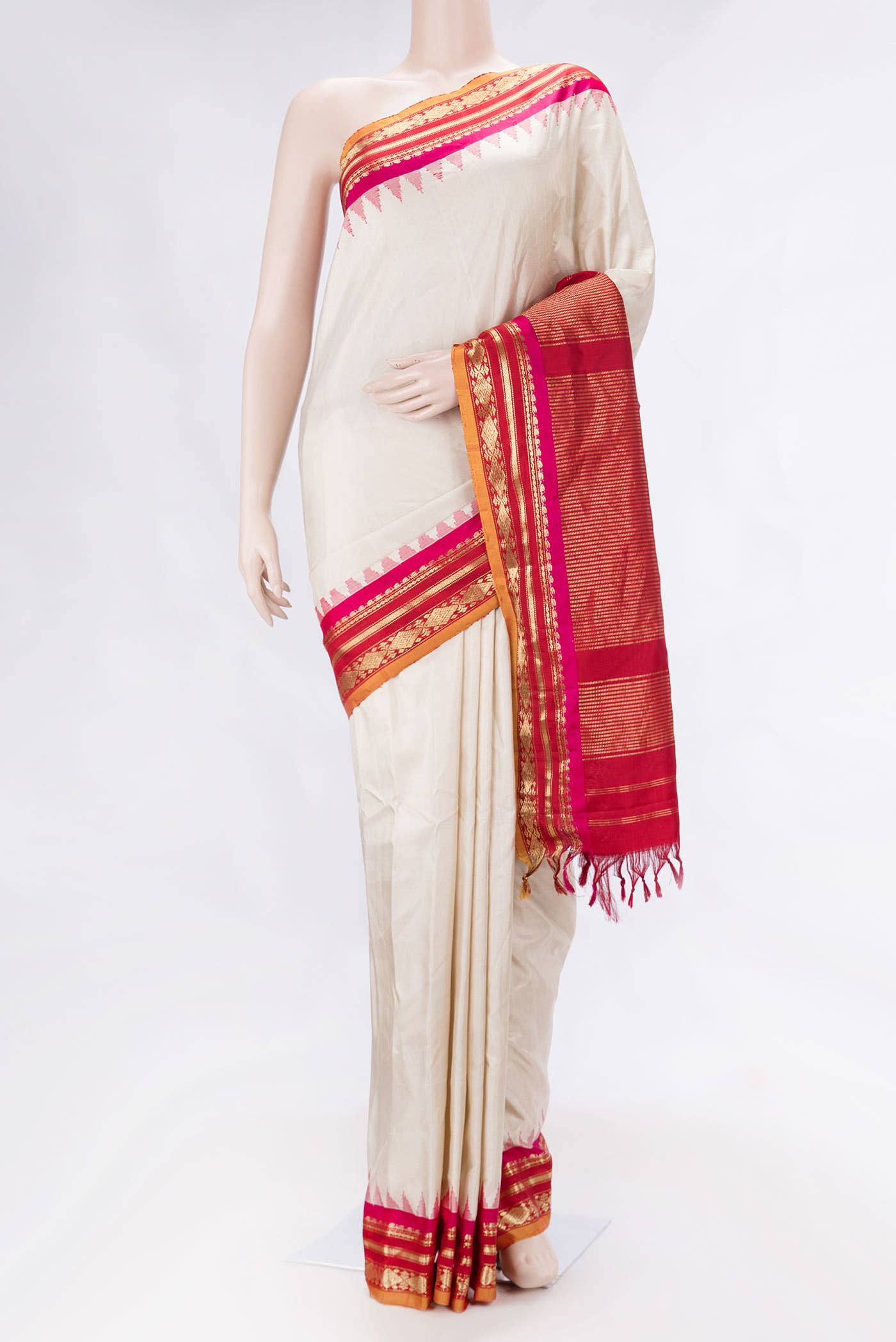 Sandal Dual Tone Gadwal Silk Saree