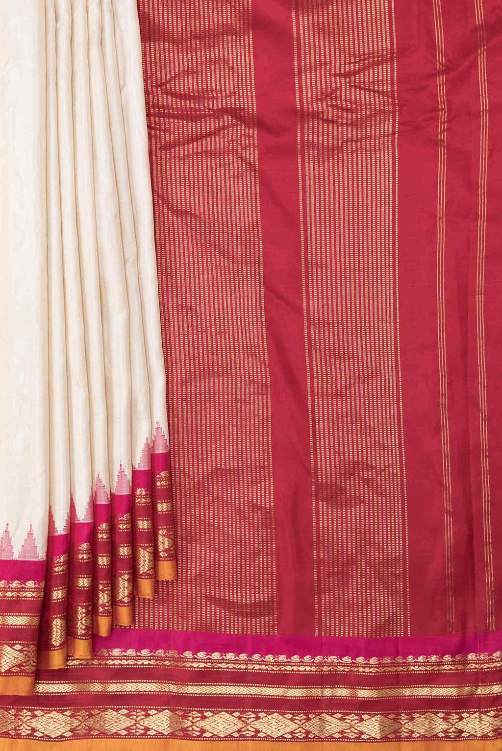 Sandal Dual Tone Gadwal Silk Saree