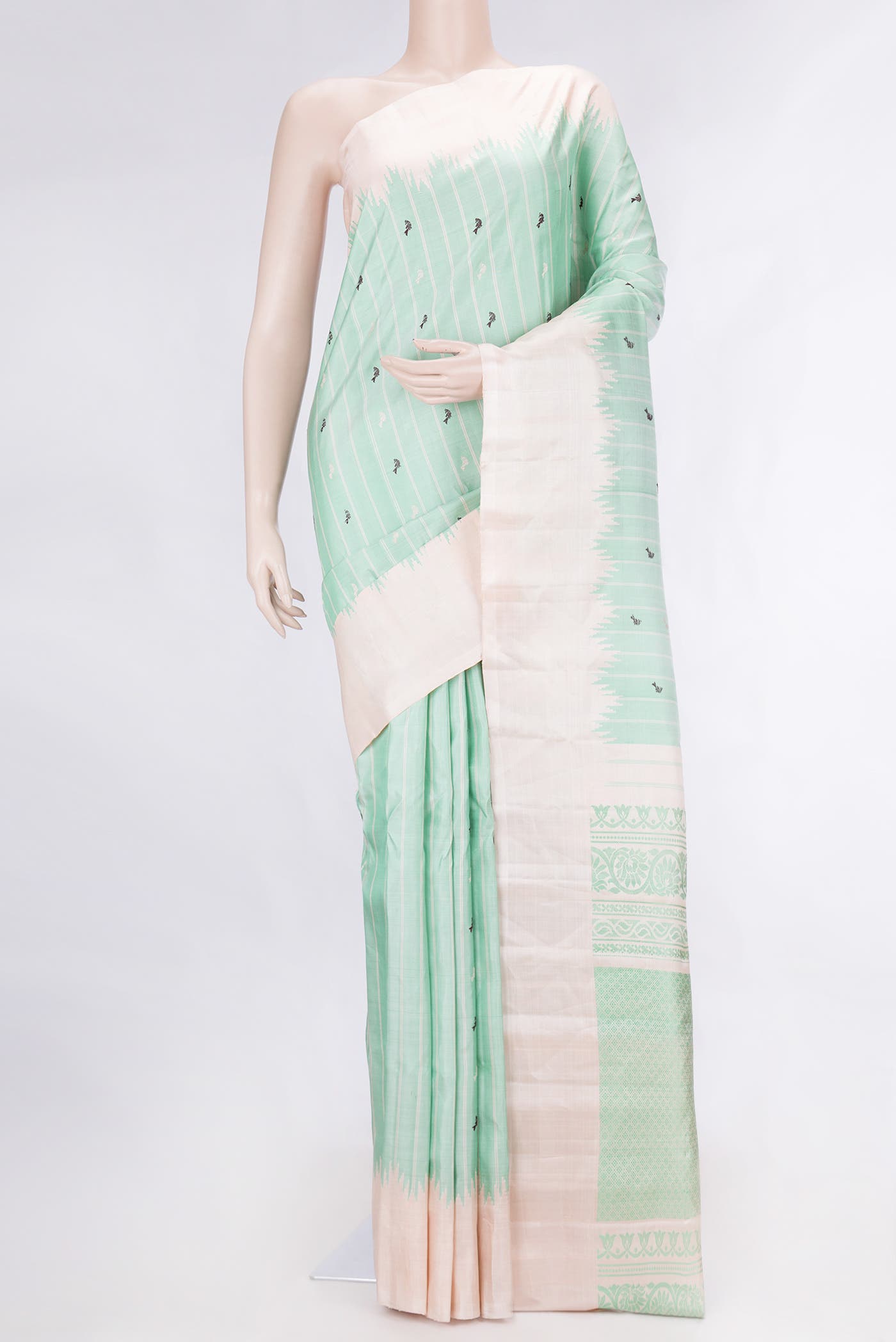 Sea Green Gadwal Silk Saree