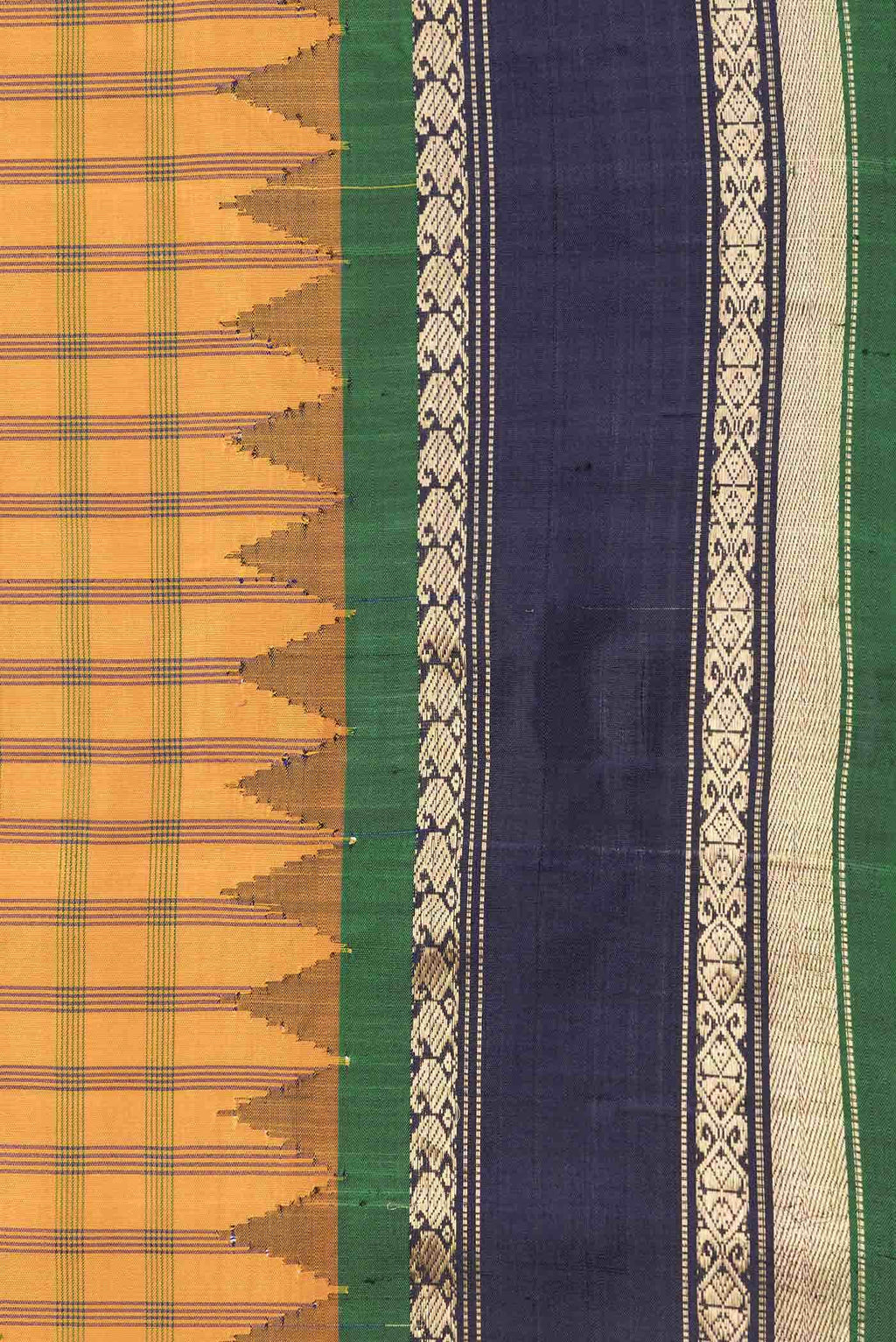 Mustard Dual Tone Gadwal Silk Saree