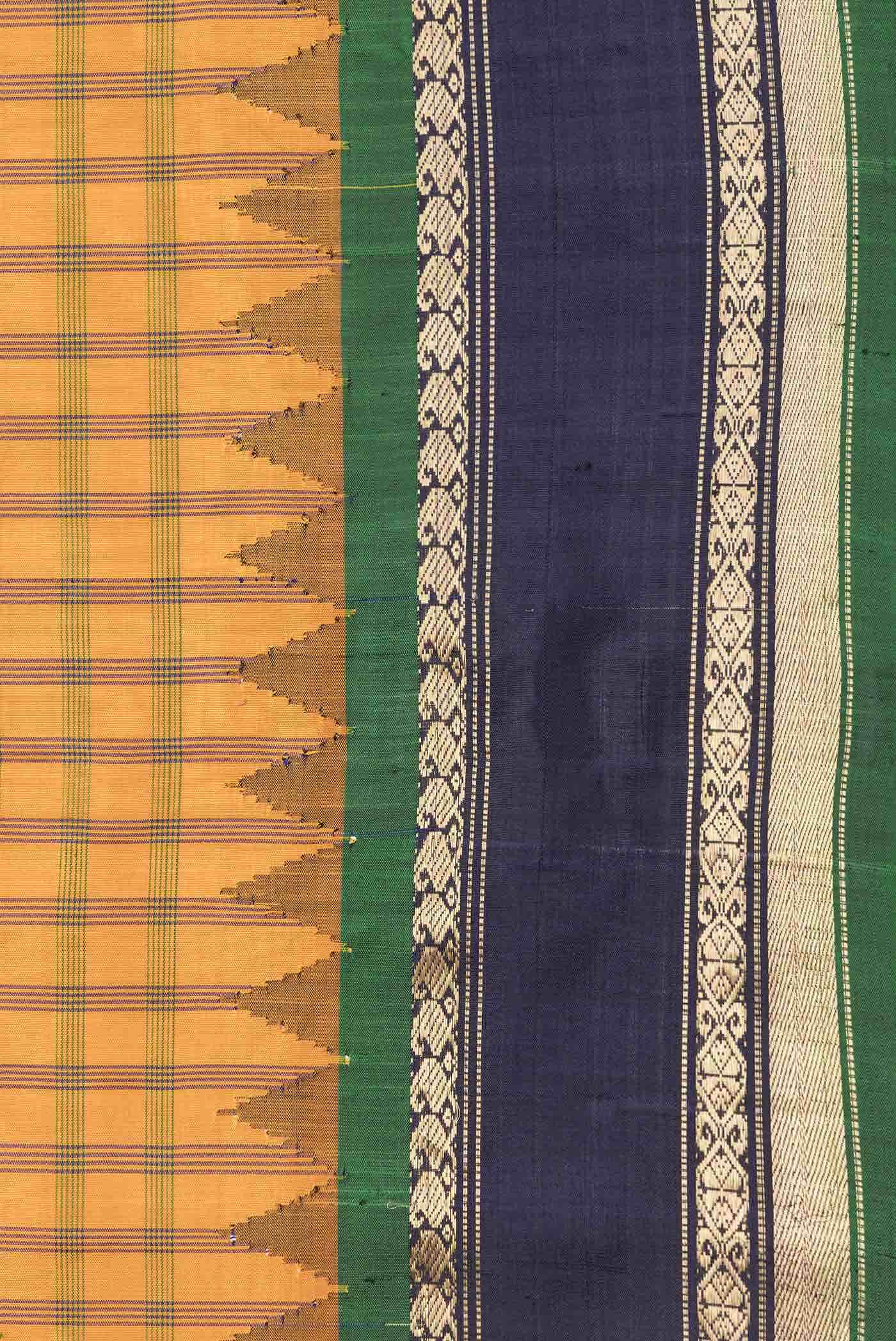 Mustard Dual Tone Gadwal Silk Saree