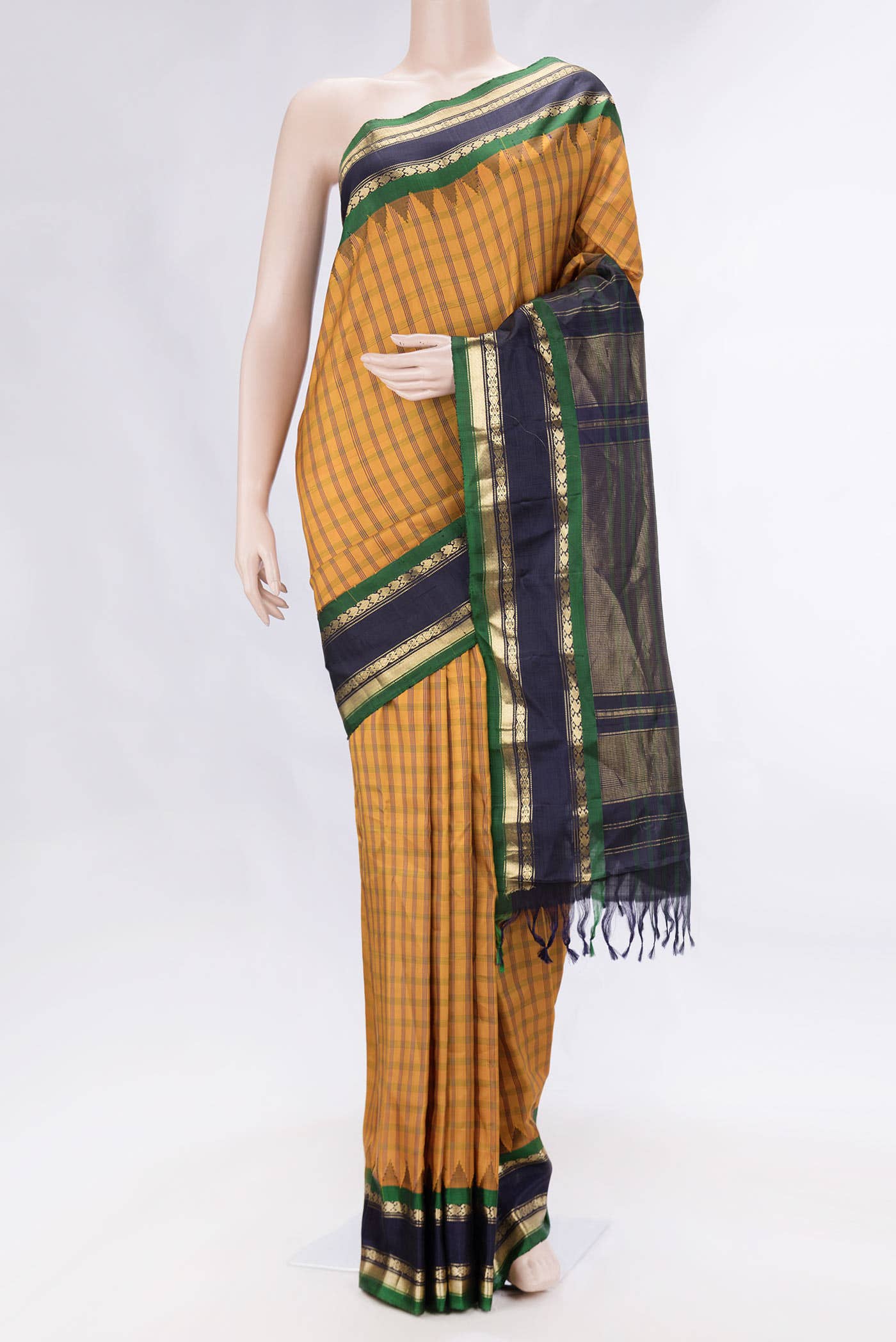 Mustard Dual Tone Gadwal Silk Saree
