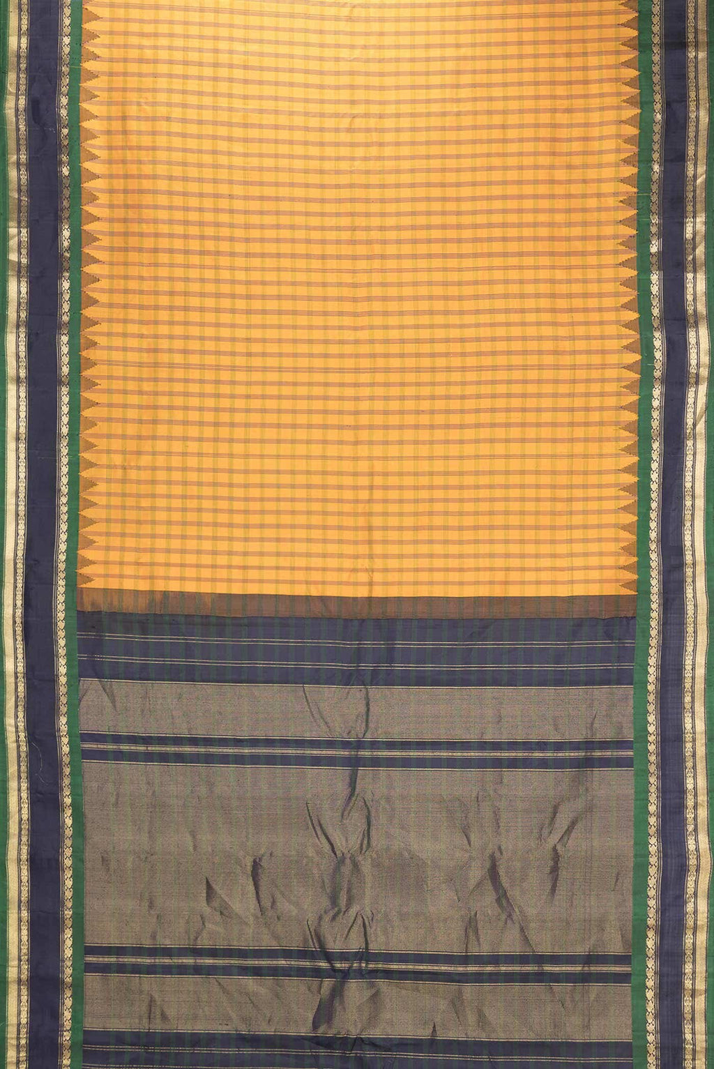 Mustard Dual Tone Gadwal Silk Saree