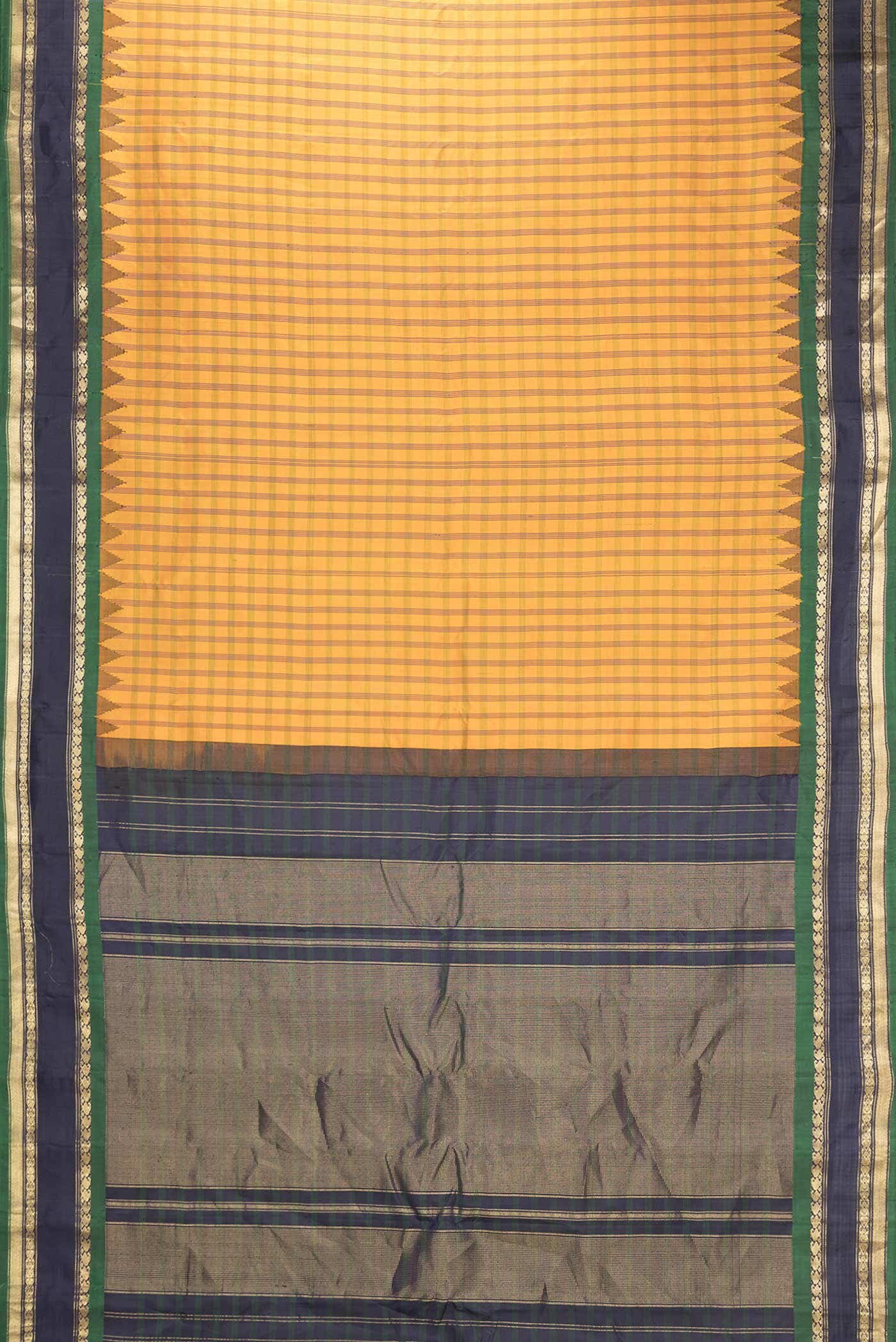 Mustard Dual Tone Gadwal Silk Saree