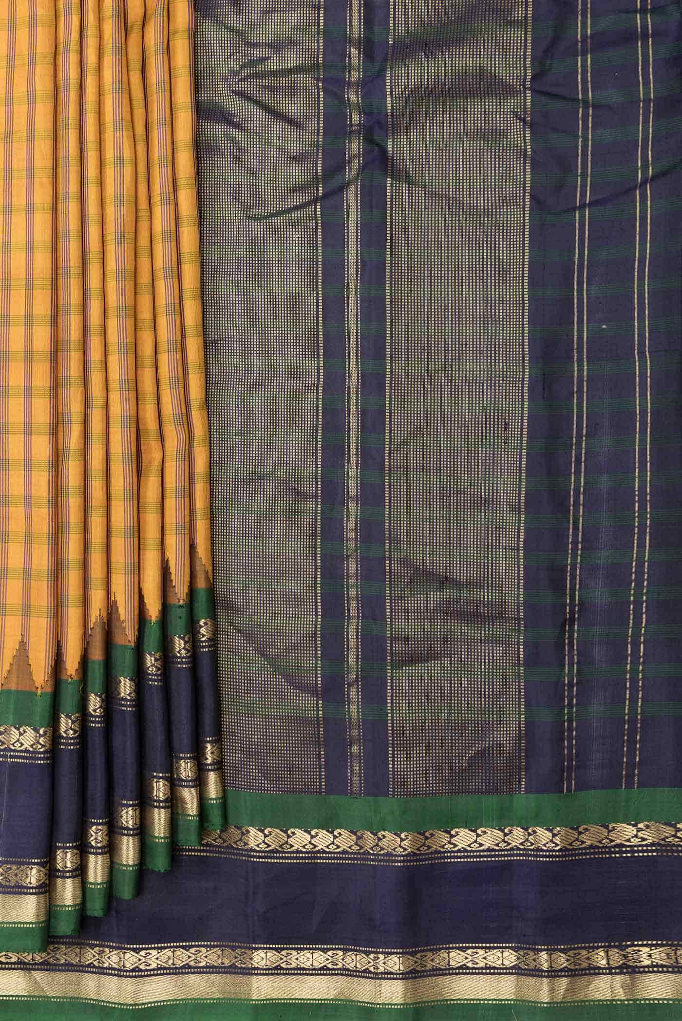 Mustard Dual Tone Gadwal Silk Saree