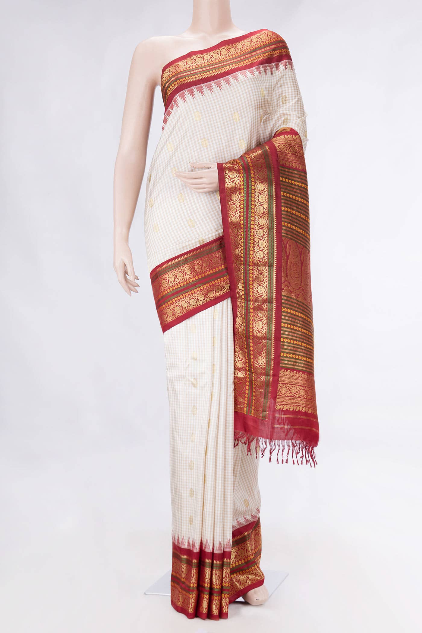 Beige Dual Tone Gadwal Silk Saree