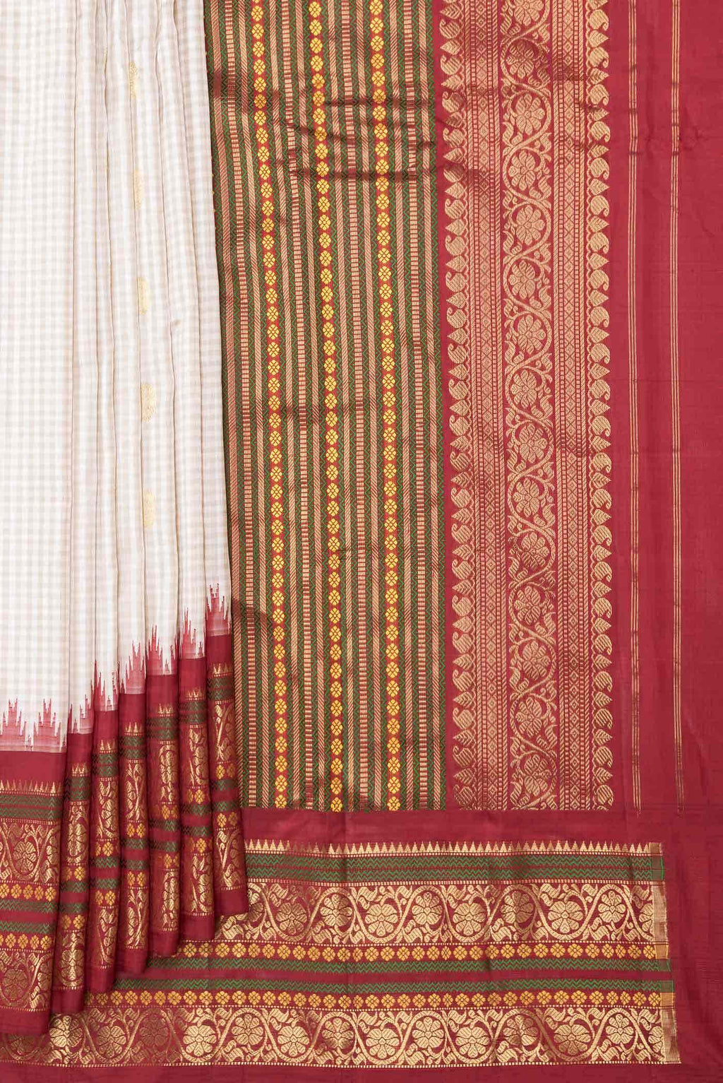 Beige Dual Tone Gadwal Silk Saree