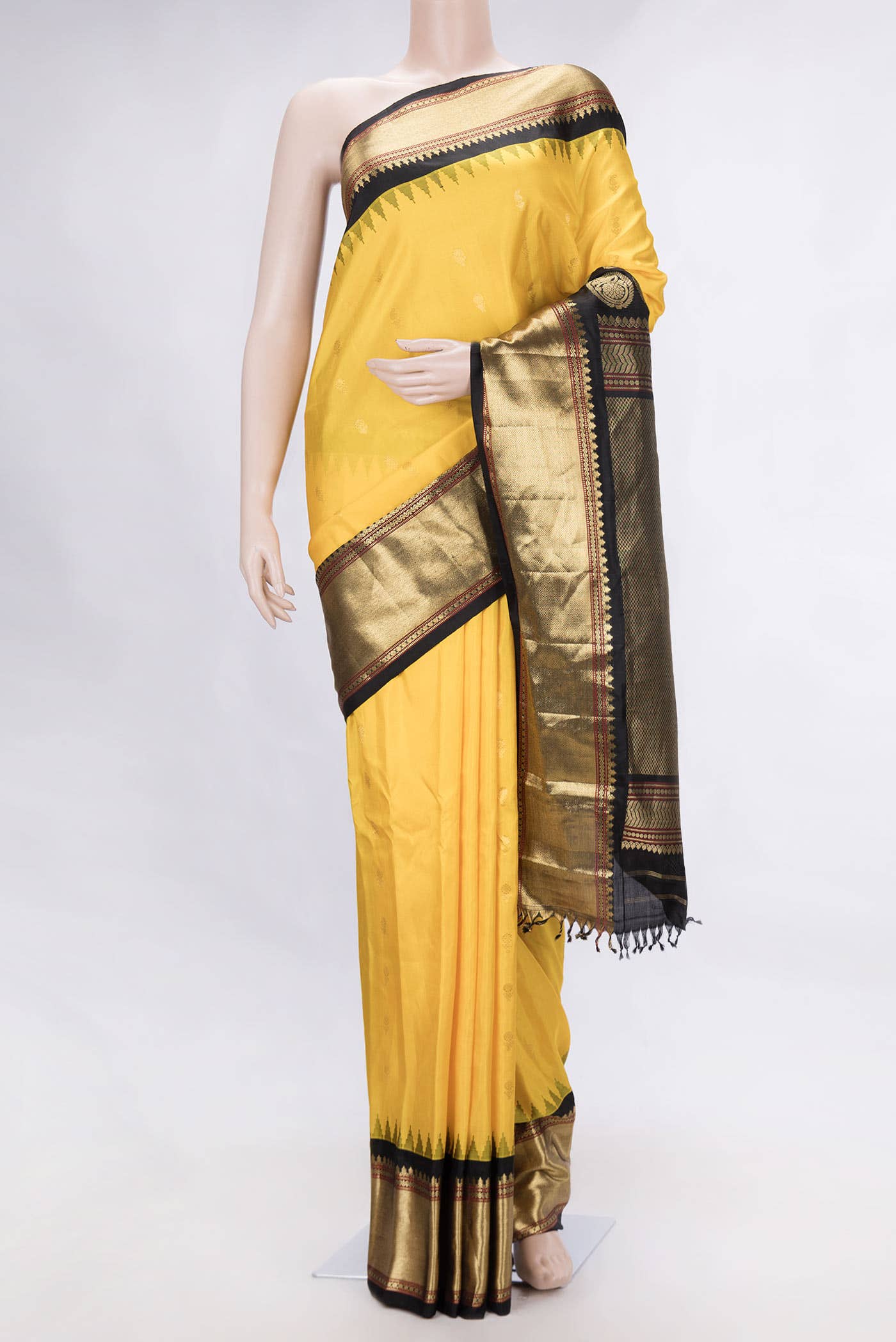 Yellow Dual Tone Gadwal Silk Saree