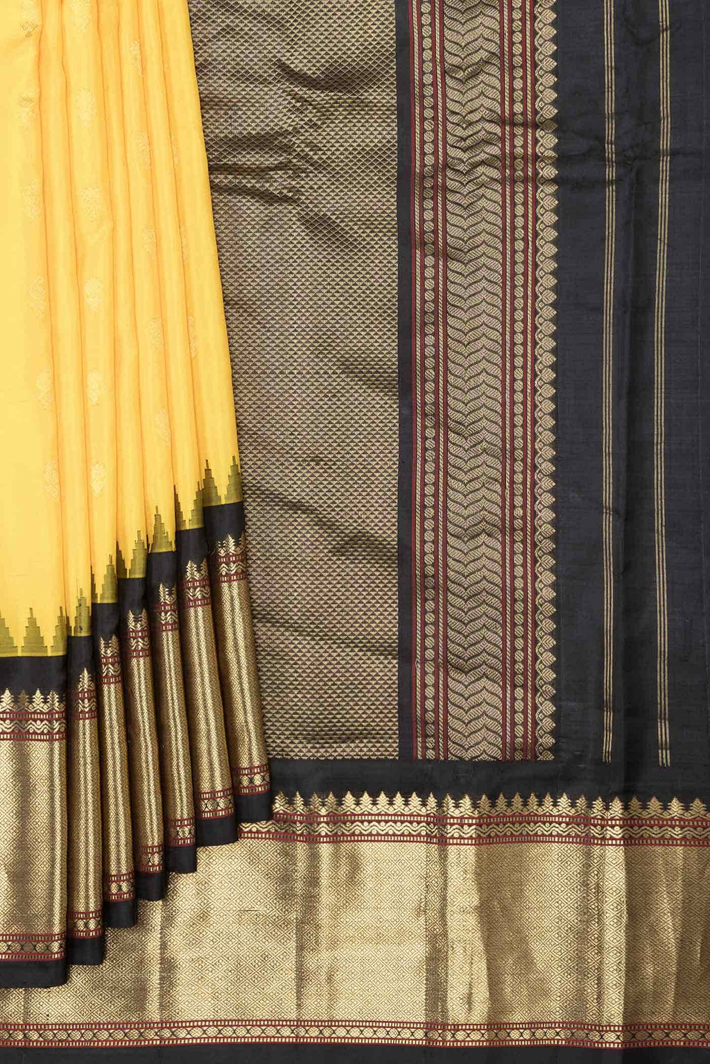 Yellow Dual Tone Gadwal Silk Saree