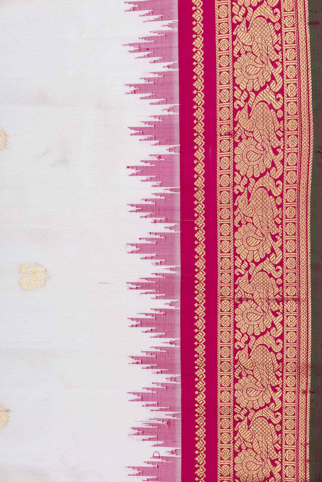 Off White Gadwal Silk Saree