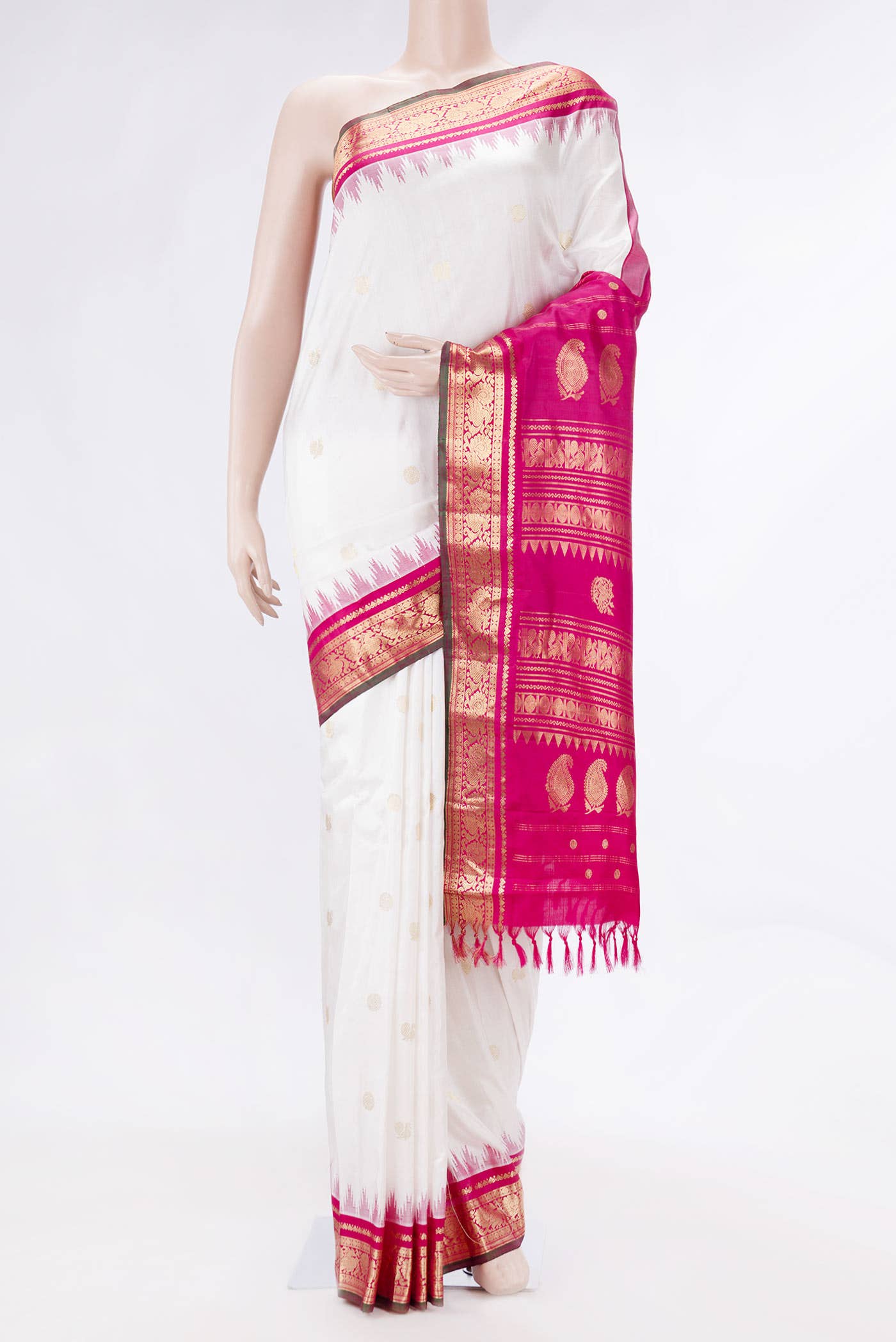 Off White Gadwal Silk Saree