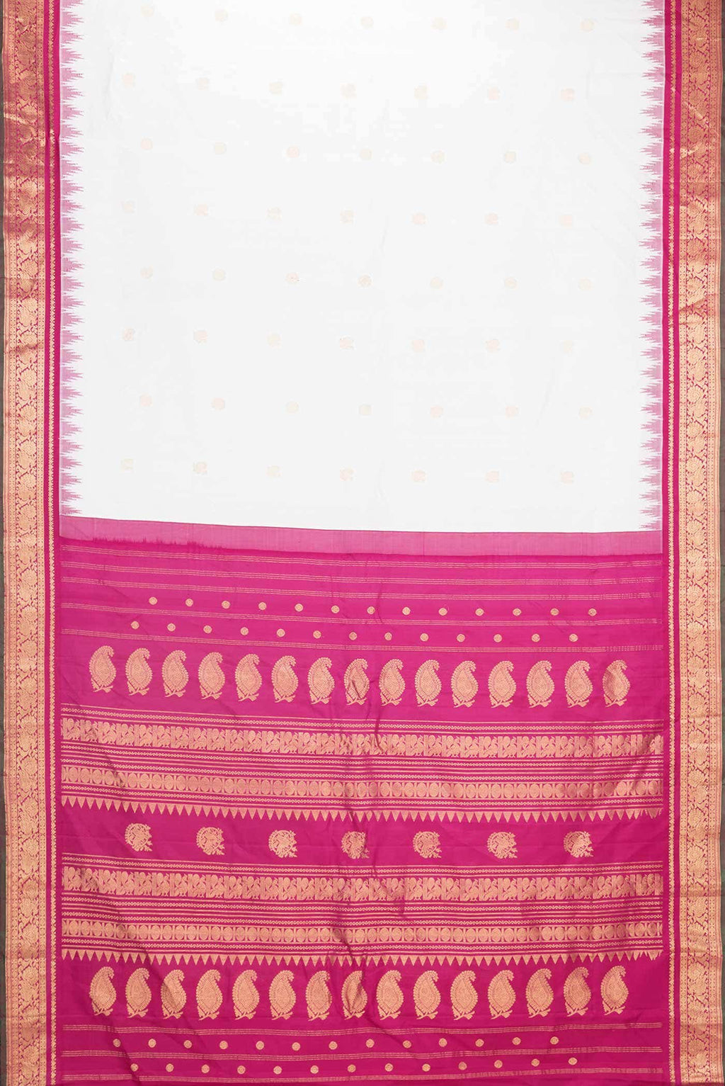 Off White Gadwal Silk Saree