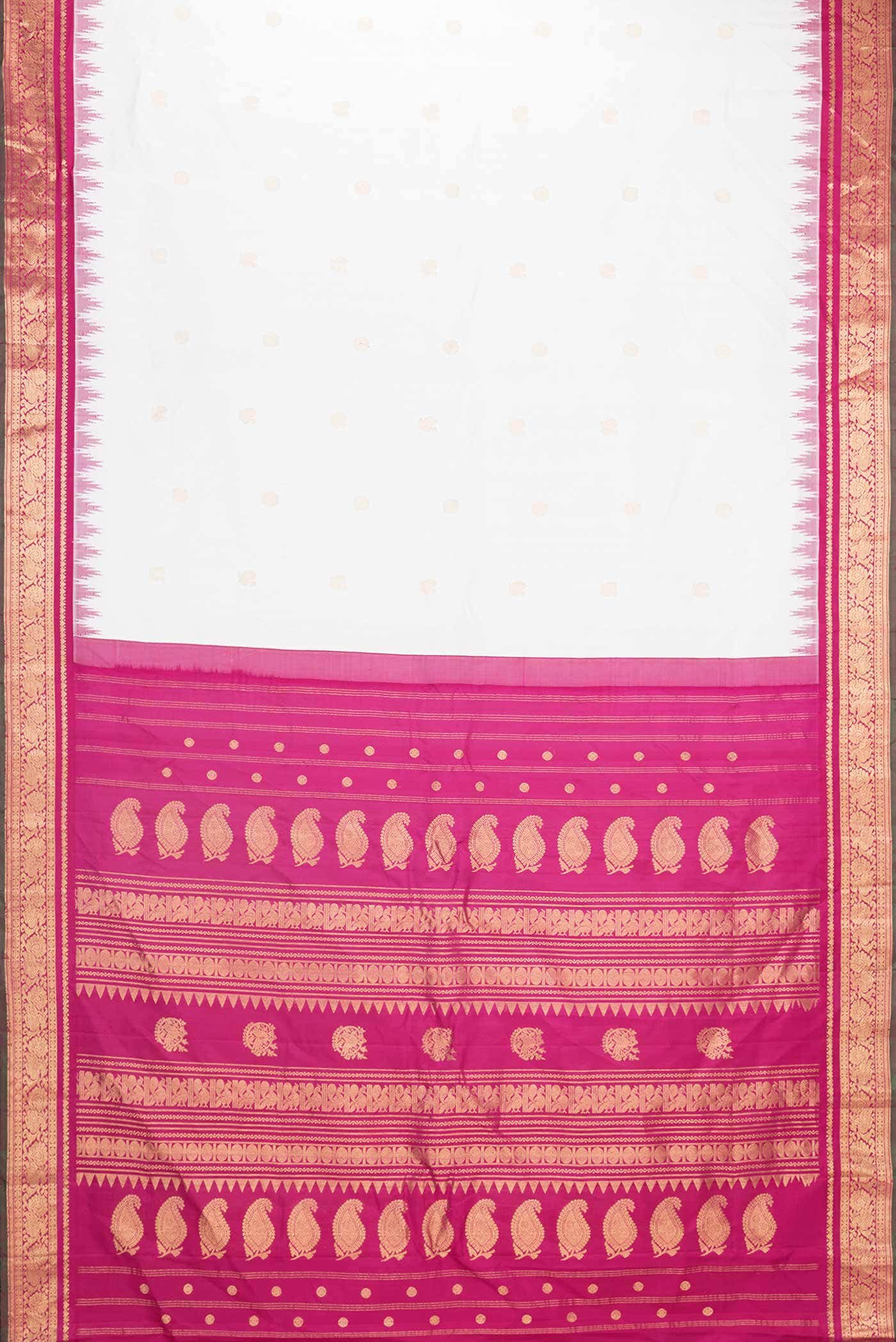 Off White Gadwal Silk Saree