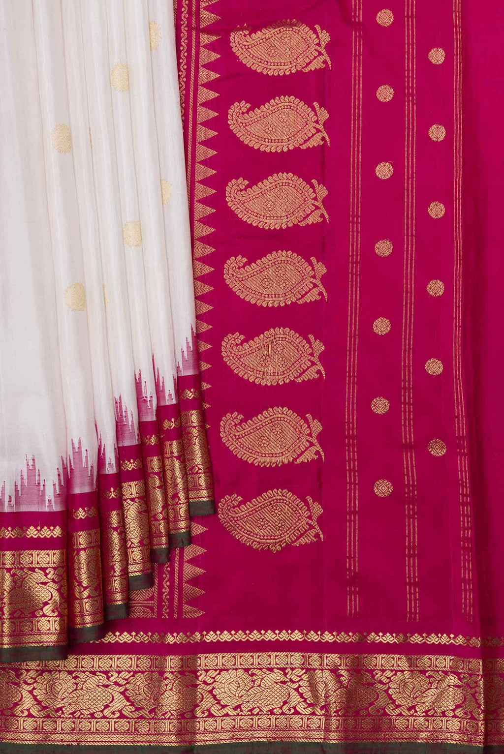 Off White Gadwal Silk Saree