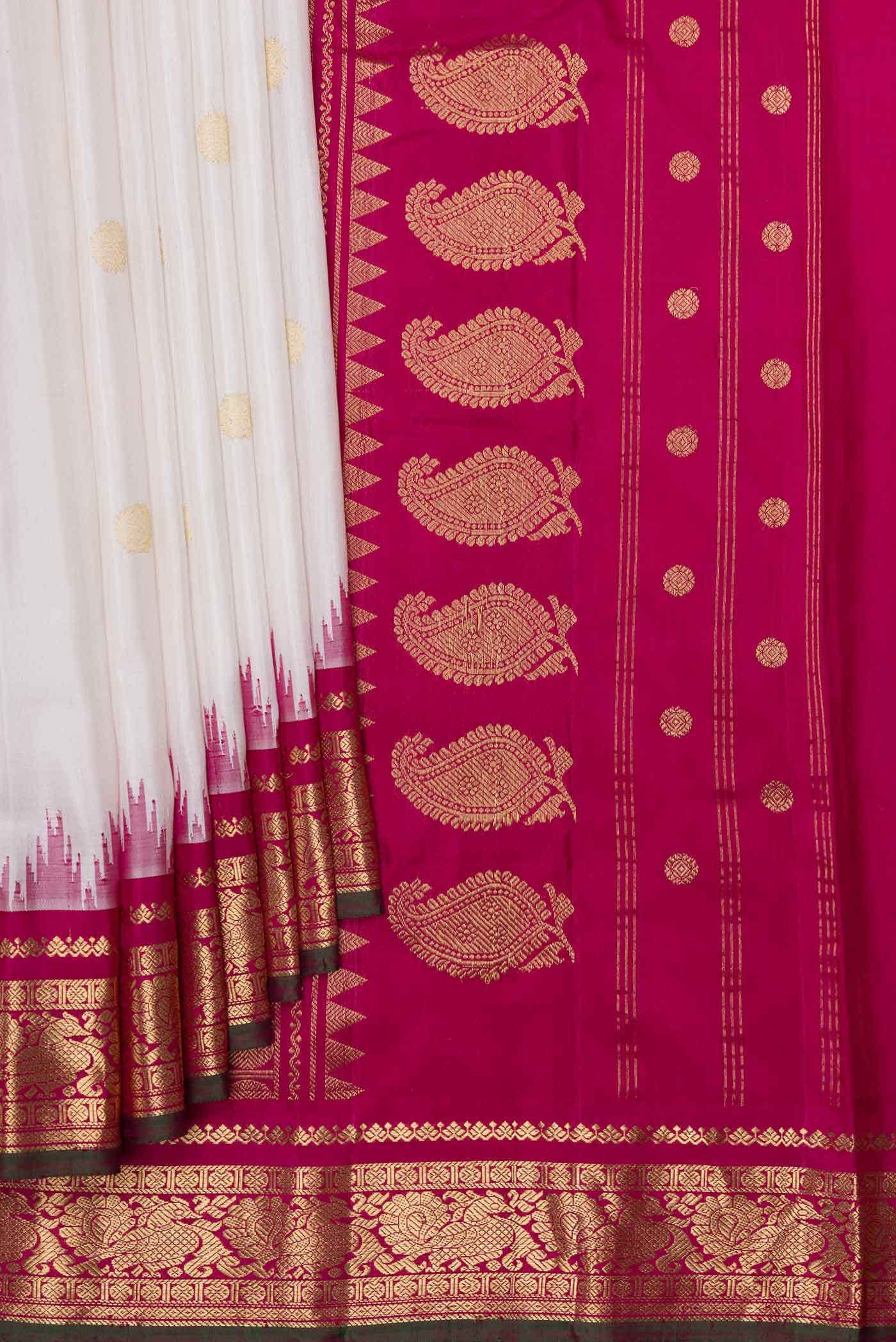 Off White Gadwal Silk Saree
