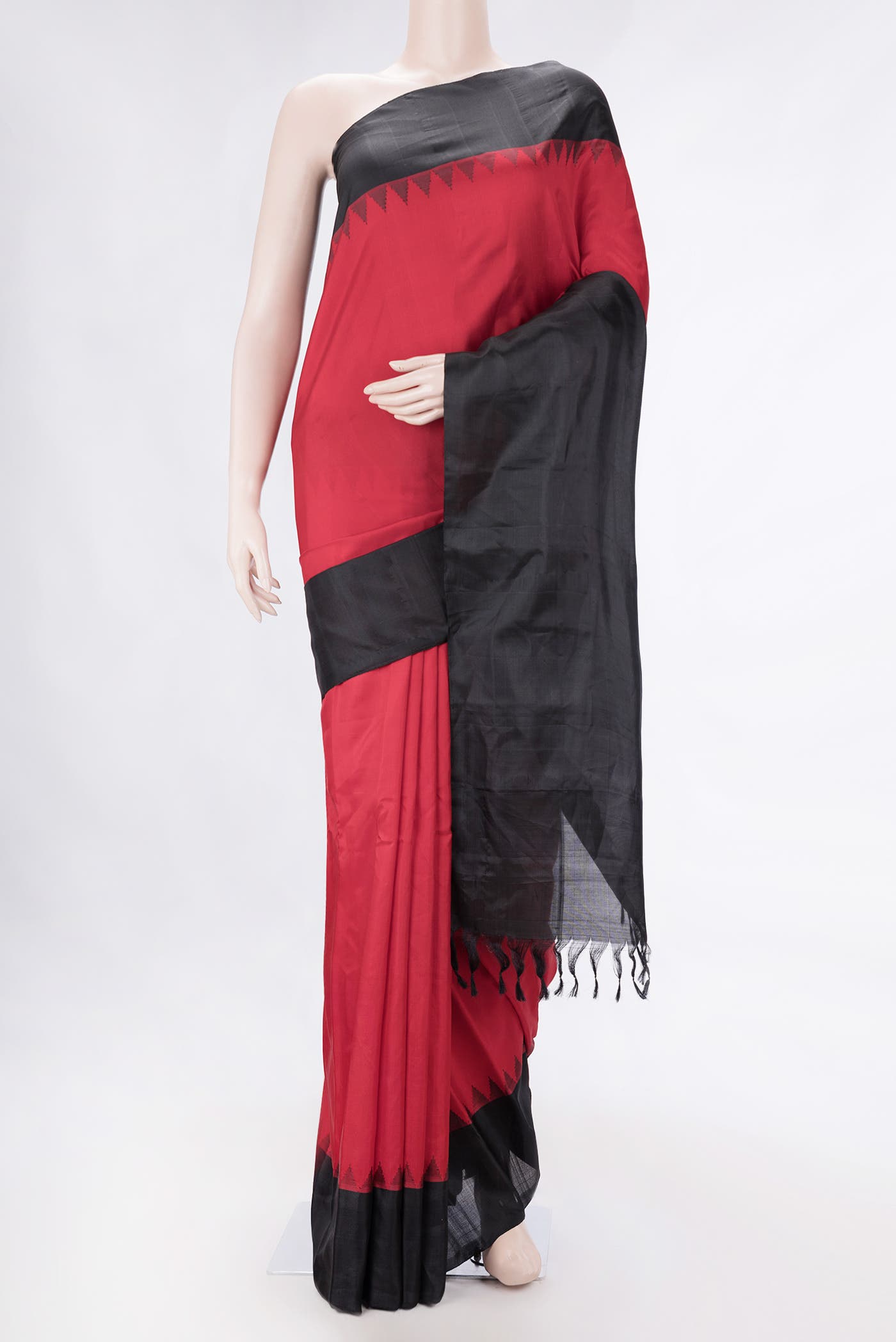 Red Dual Tone Gadwal Silk Saree