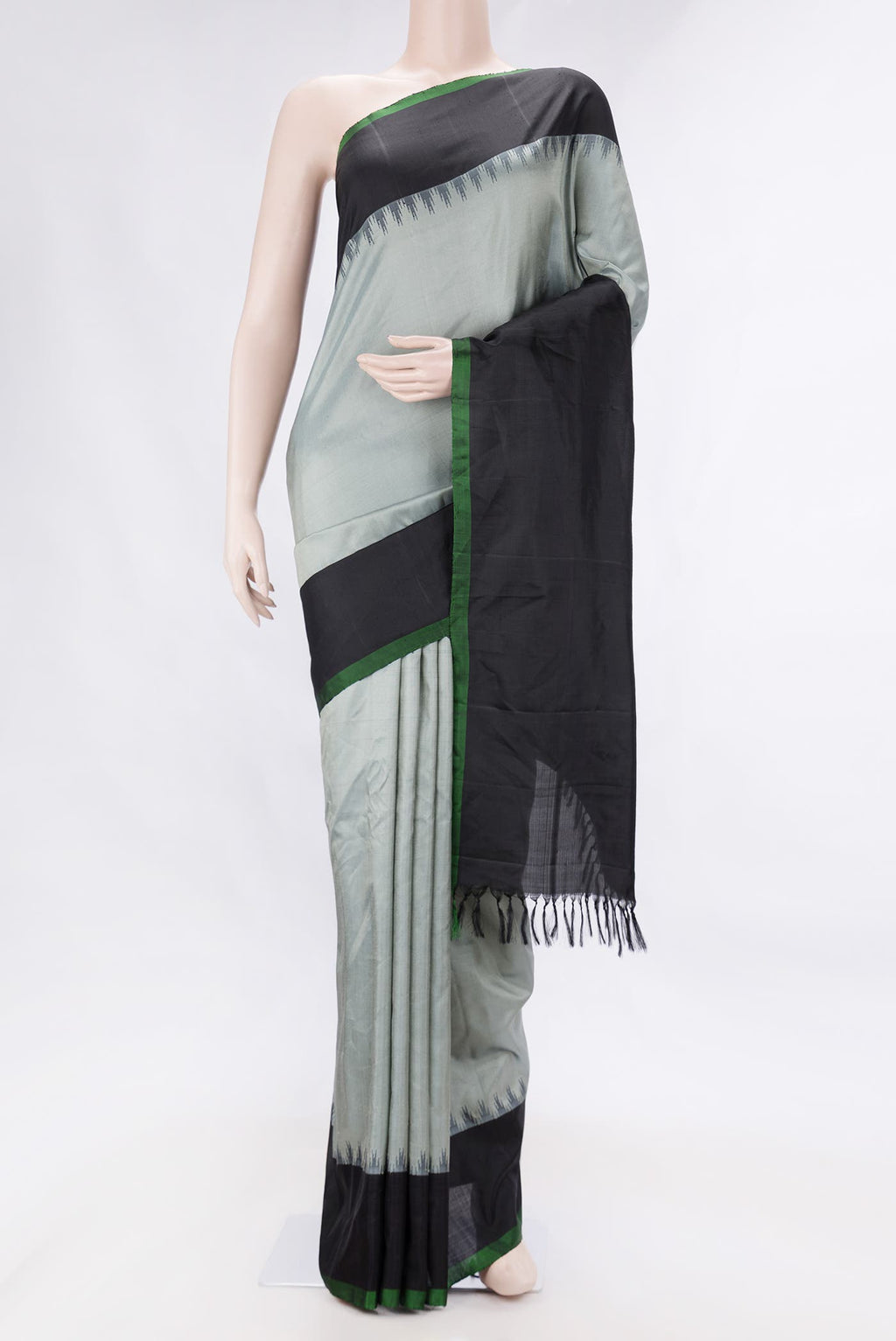 Grey Dual Tone Gadwal Silk Saree