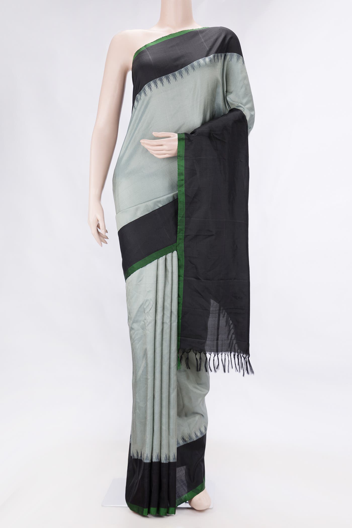 Grey Dual Tone Gadwal Silk Saree