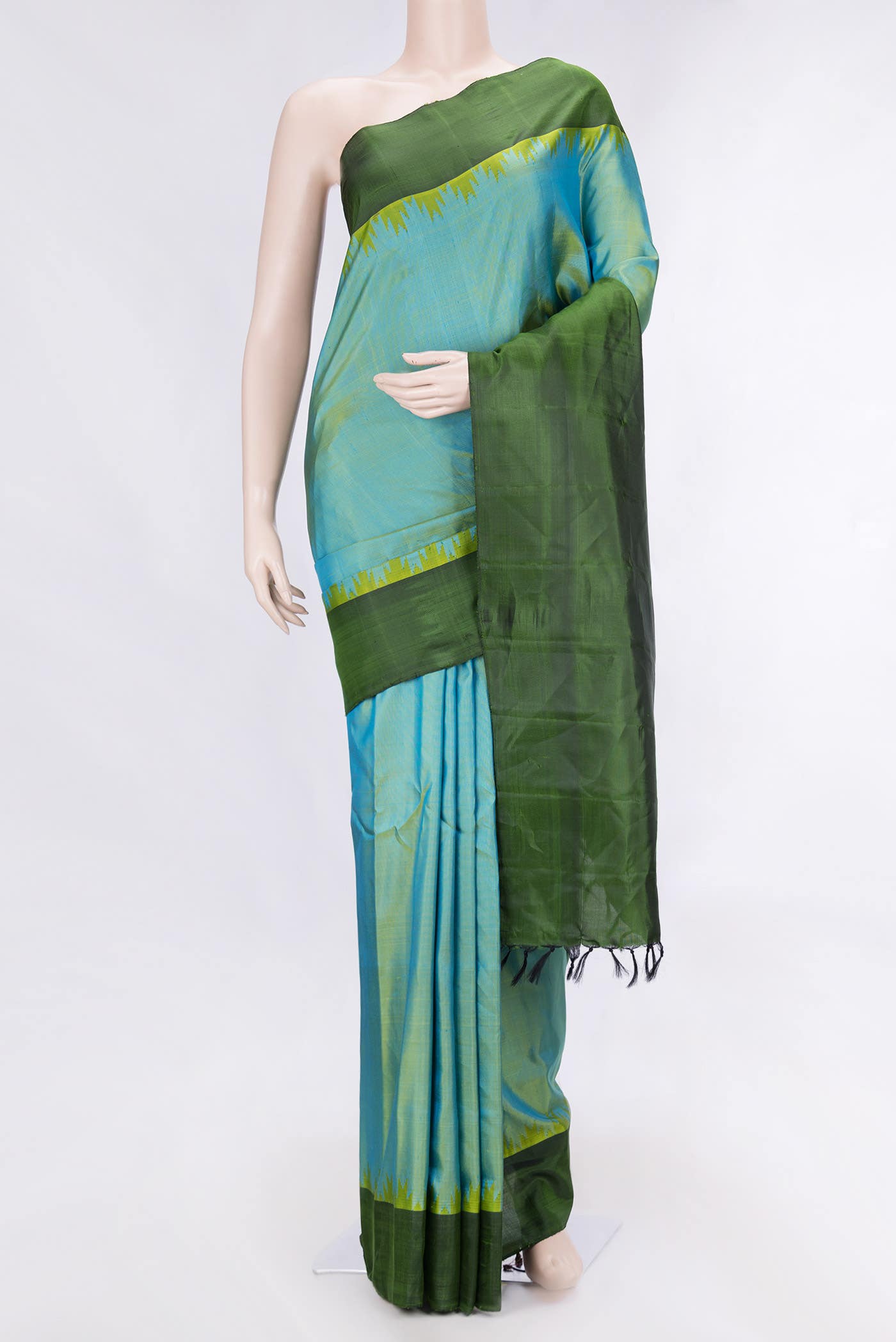 Sky Blue Gadwal Silk Saree