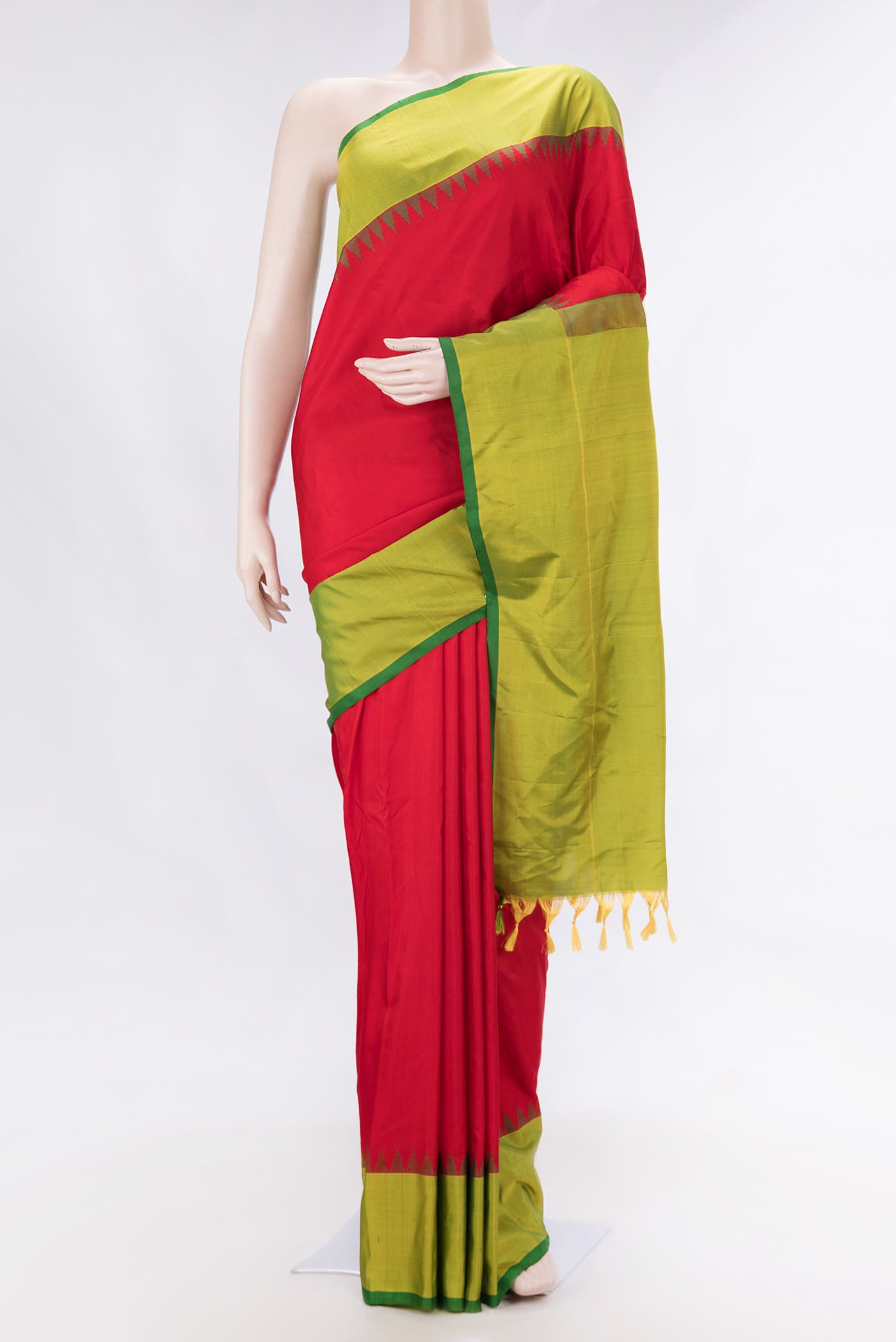 Red Dual Tone Gadwal Silk Saree
