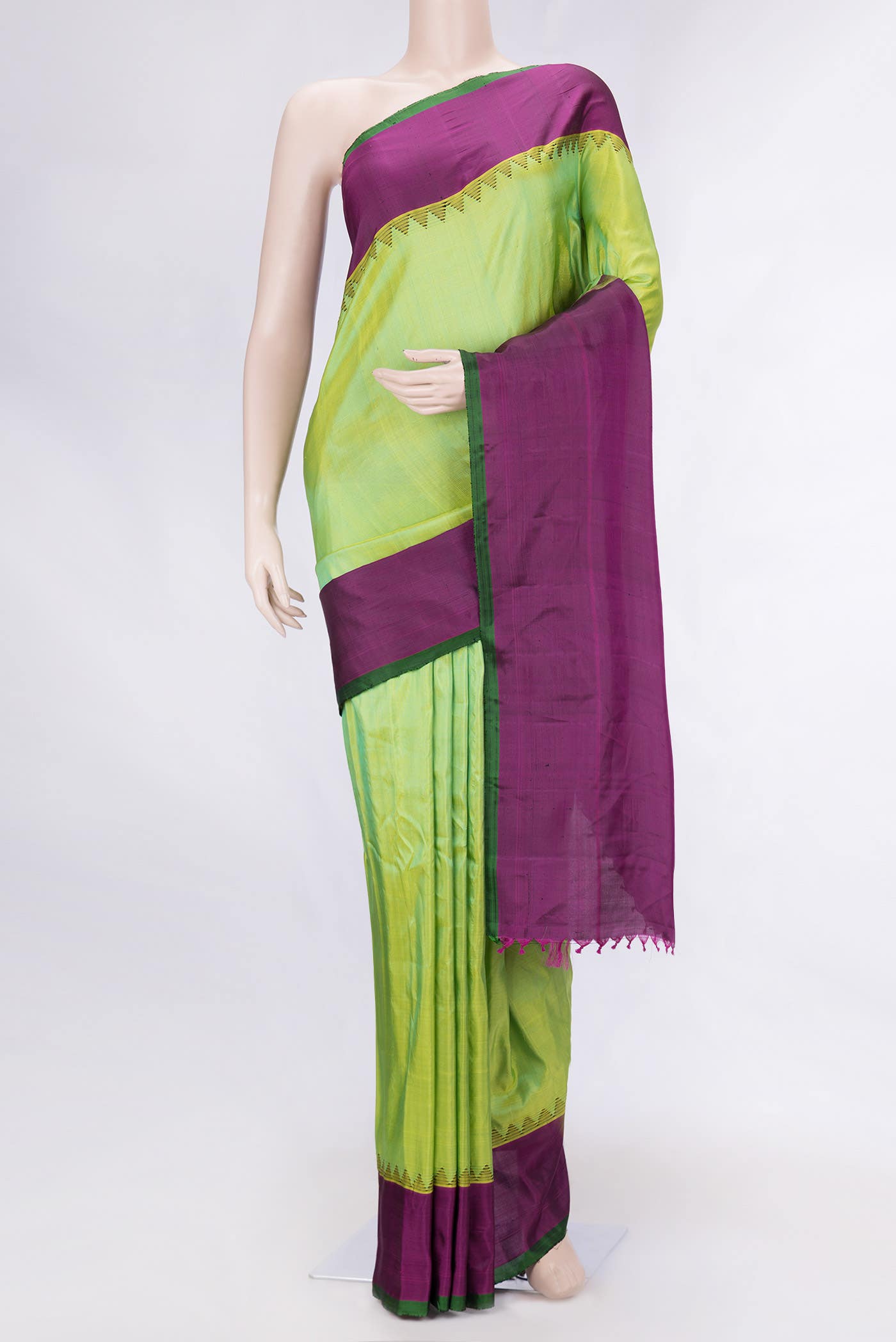 Parrot Green Gadwal Silk Saree