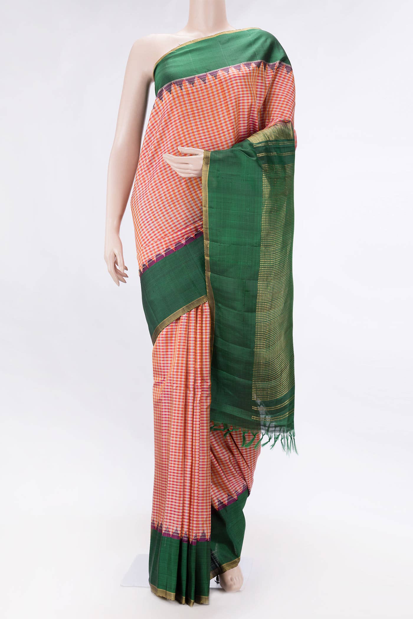 Orange Gadwal Silk Saree