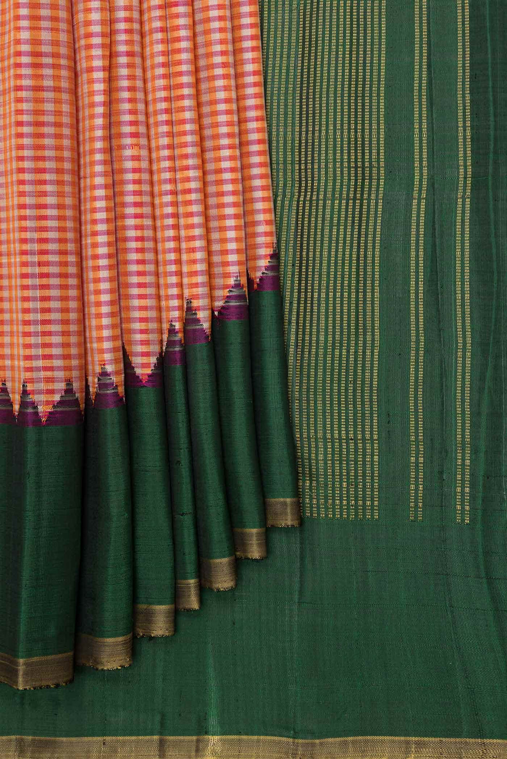 Orange Gadwal Silk Saree