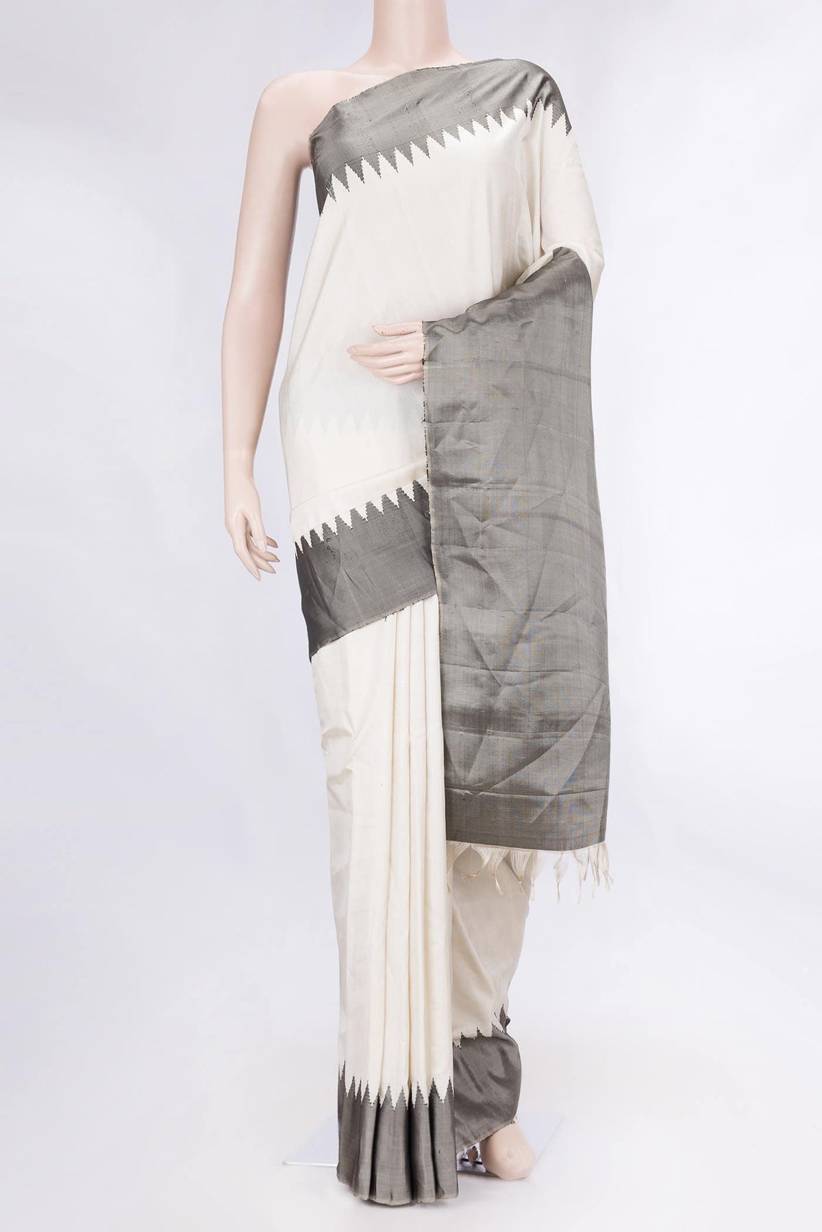 Off White Gadwal Silk Saree
