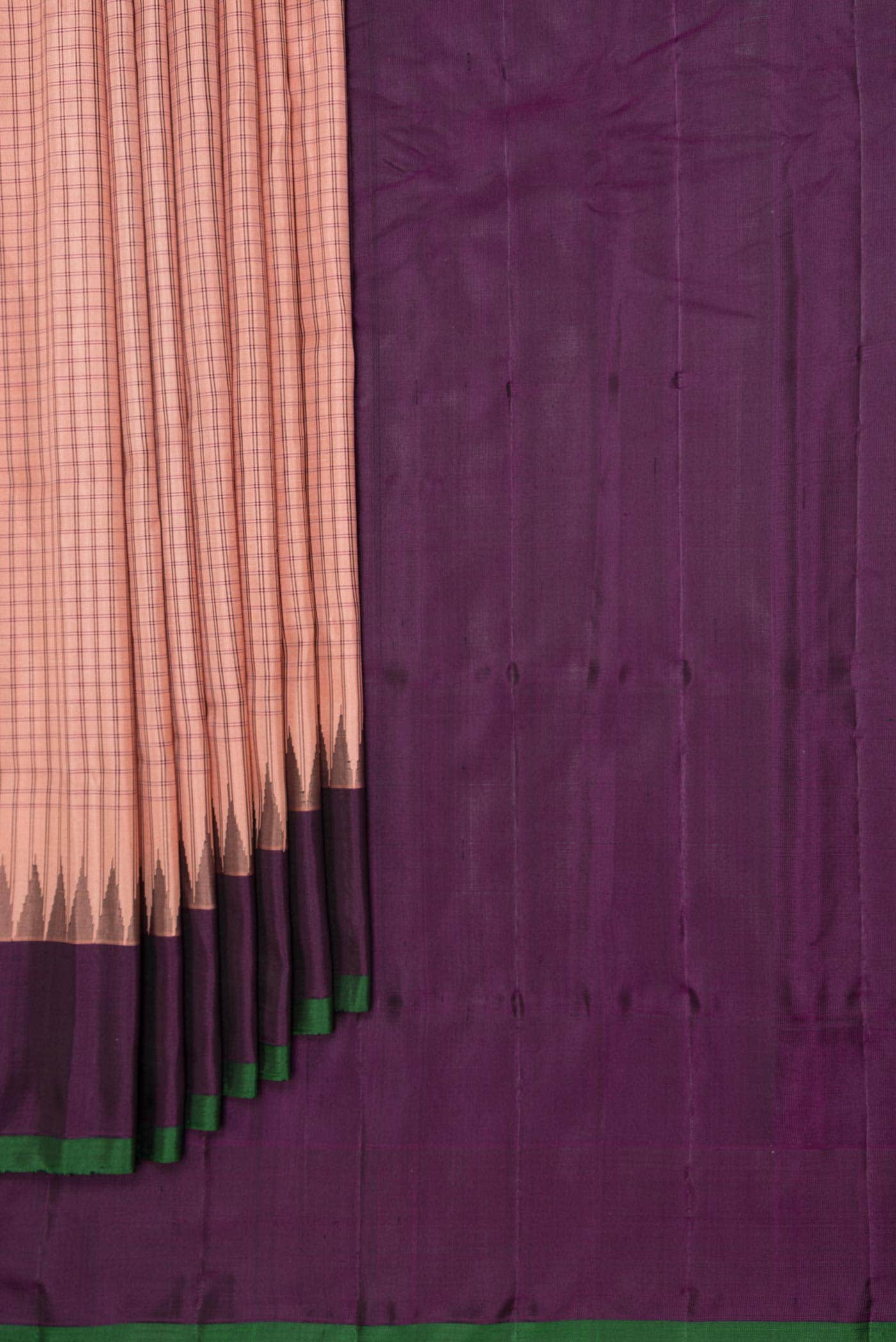 Golden Peach Gadwal Silk Saree