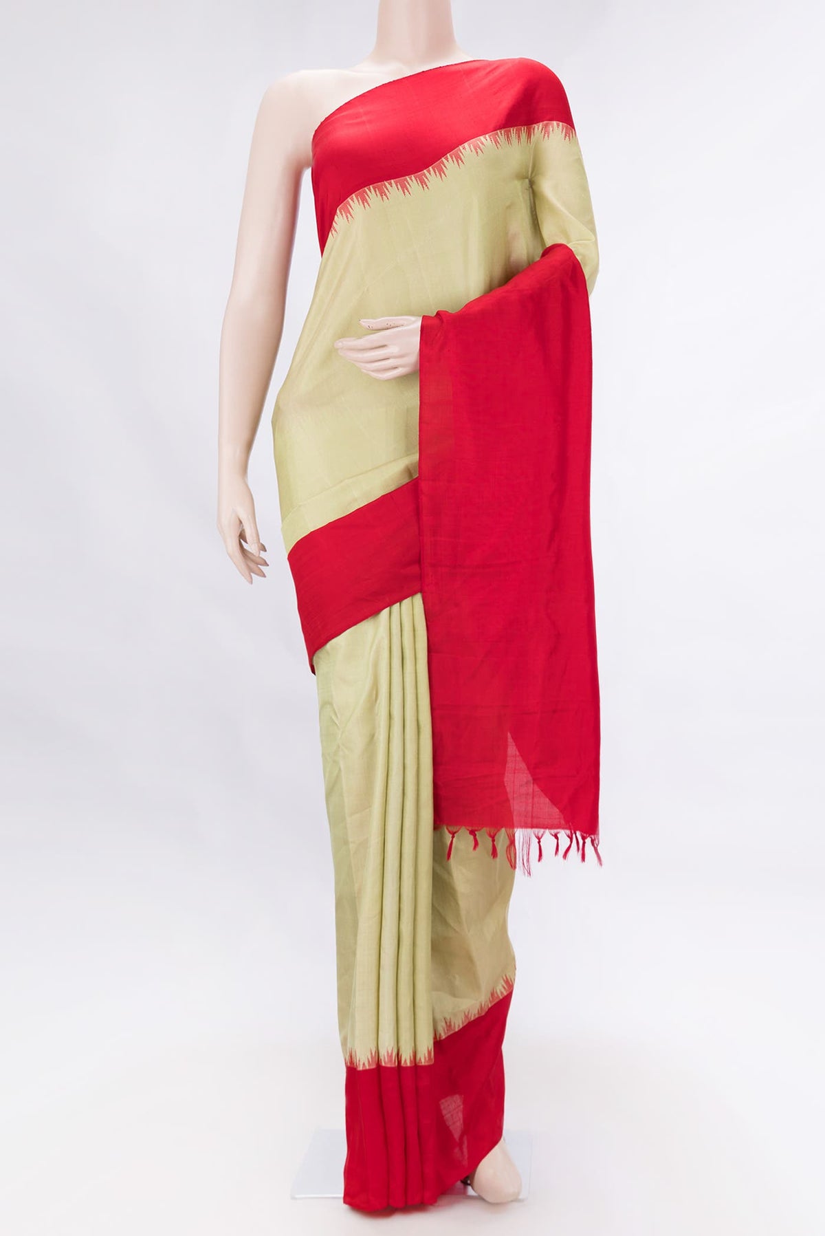 Cream Gadwal Silk Saree