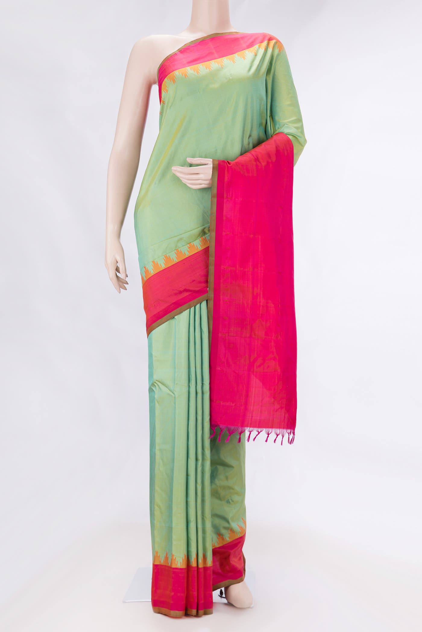 Pista Green Dual Tone Gadwal Silk Saree