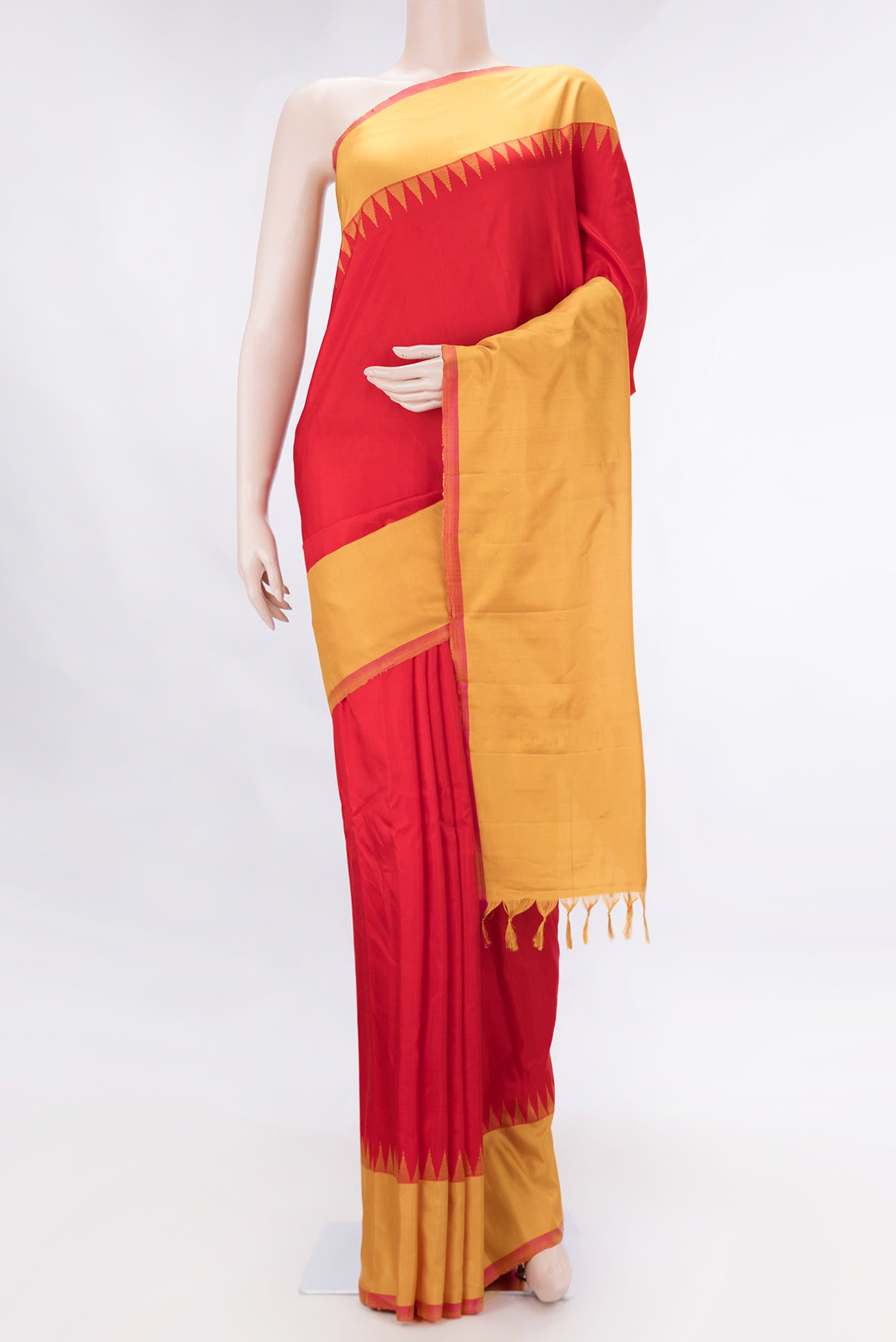 Red Dual Tone Gadwal Silk Saree