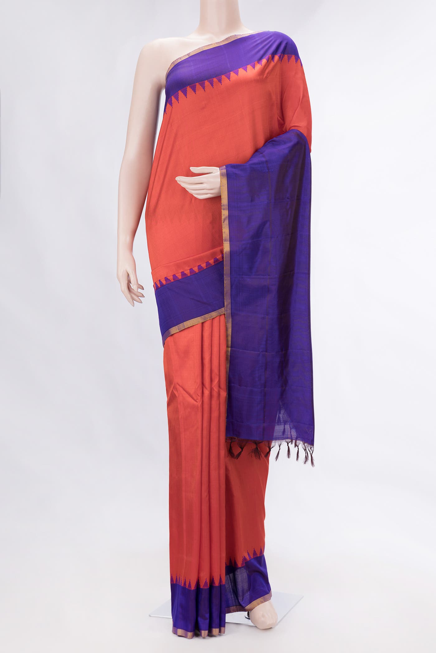 Deep Red Dual Tone Gadwal Silk Saree