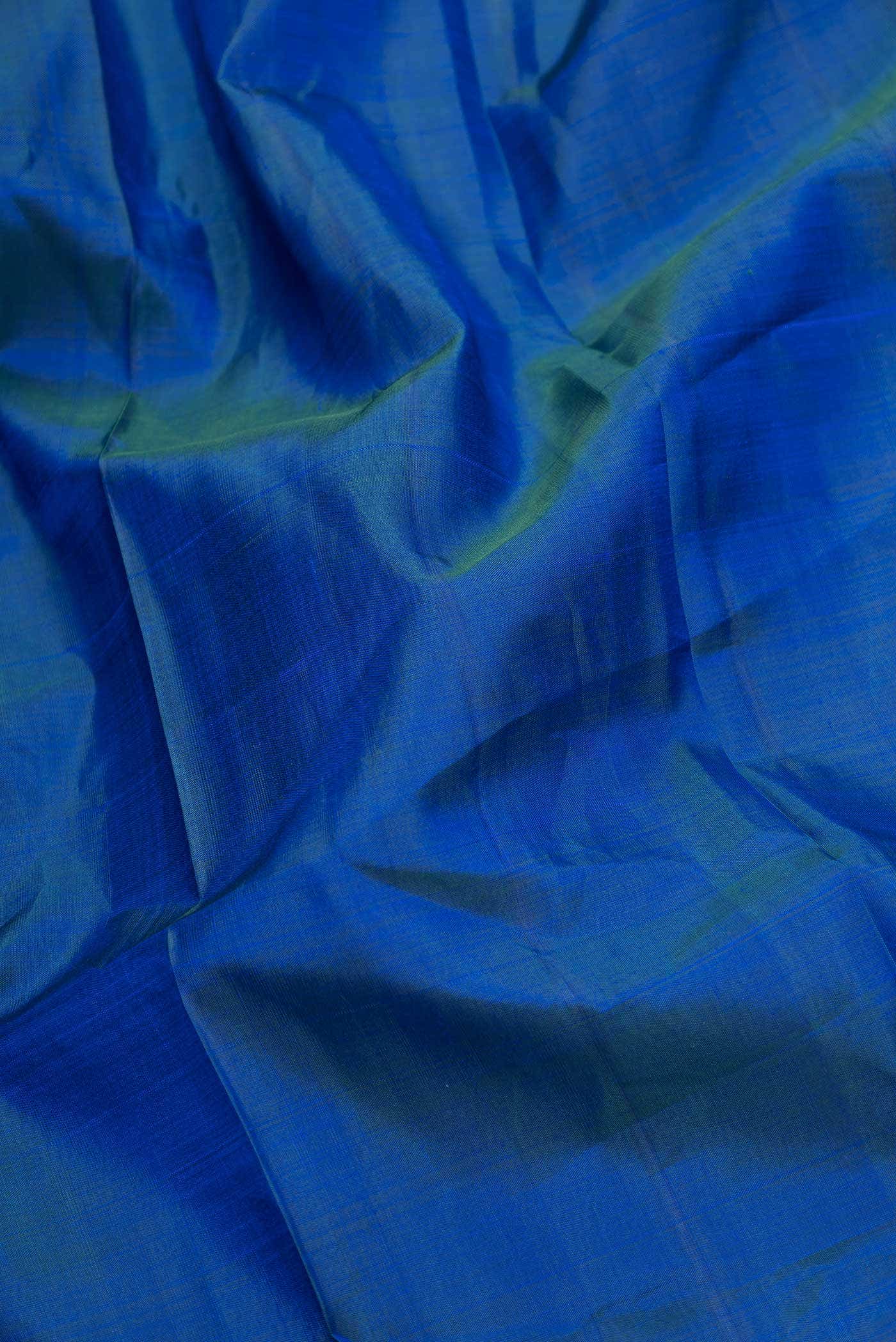 Pure Silk Pure Zari Peacock Blue Dual Tone Kanchipuram Saree