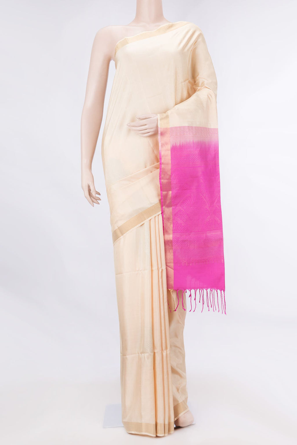 Beige Dual Tone Soft Silk Saree