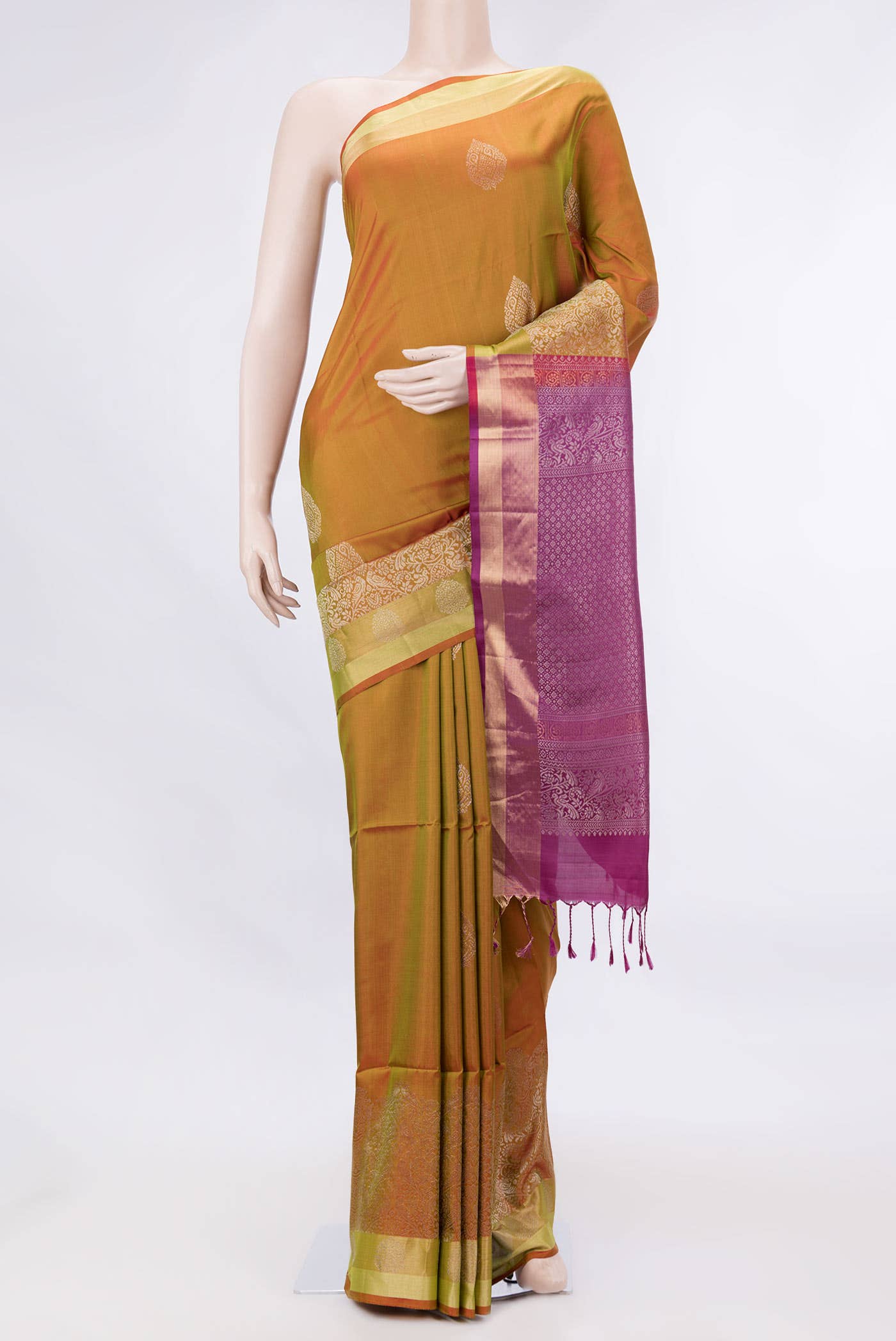 Mehandi Green Dual Tone Soft Silk Saree