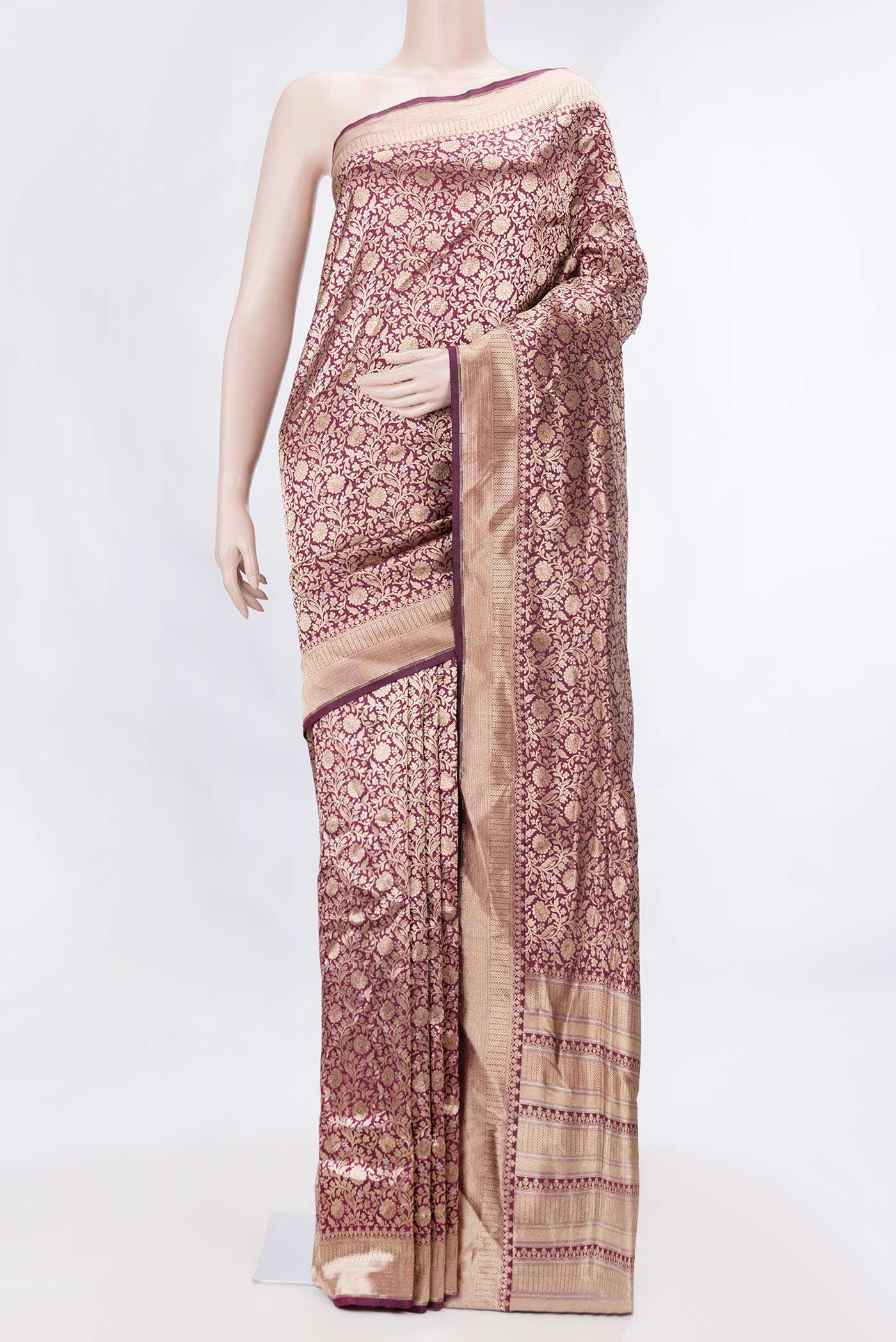 Magenta Dual Tone Banarasi Silk Saree