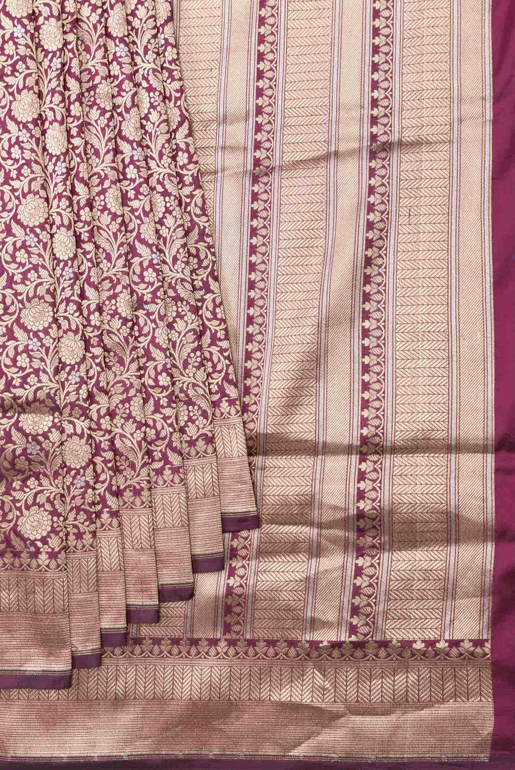 Magenta Dual Tone Banarasi Silk Saree