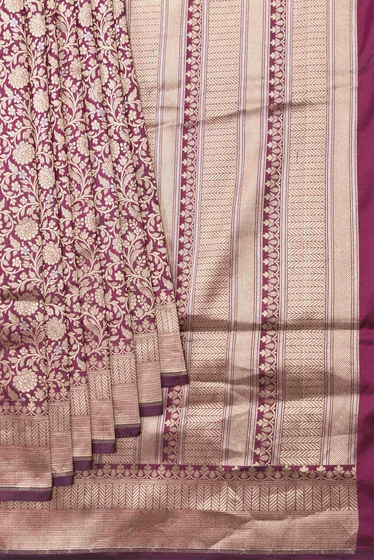 Magenta Dual Tone Banarasi Silk Saree