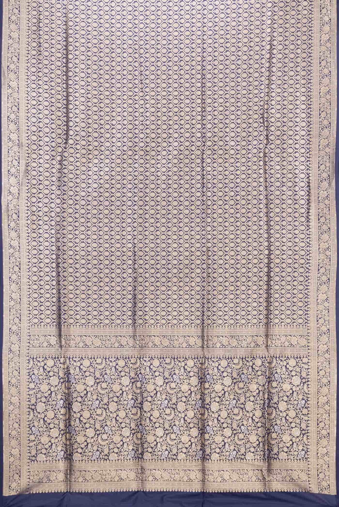 Navy Blue Dual Tone Banarasi Silk Saree
