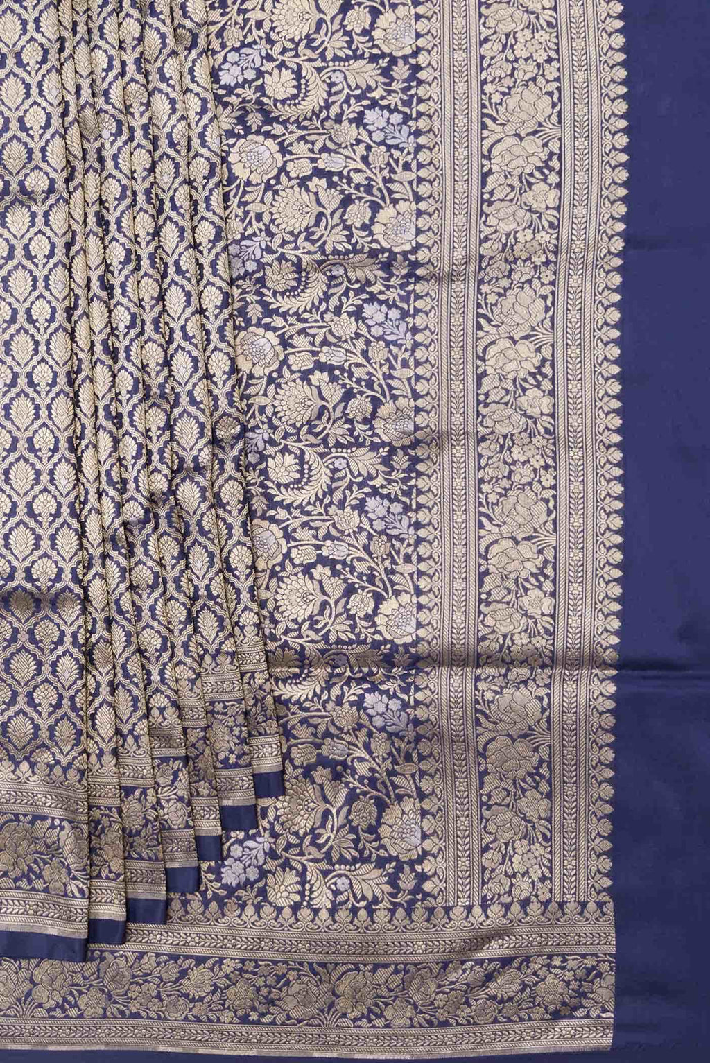 Navy Blue Dual Tone Banarasi Silk Saree
