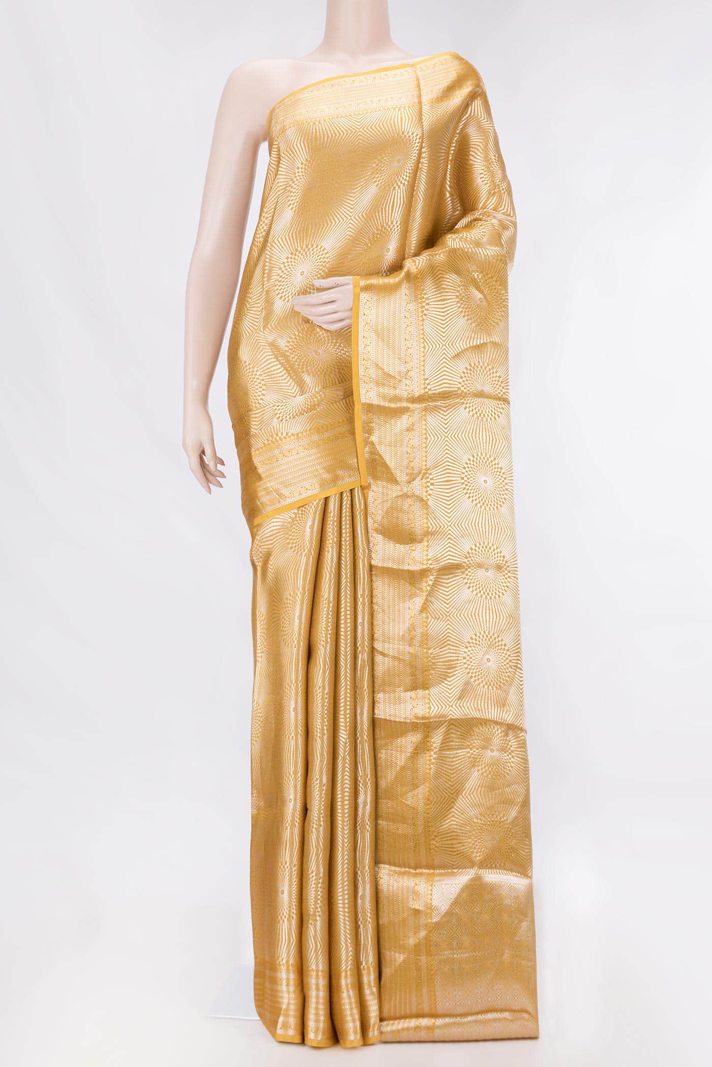 Yellow Dual Tone Banarasi Silk Saree