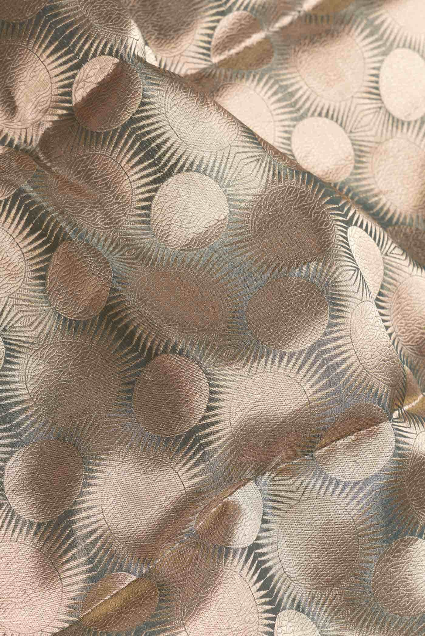 Gold with Brown Color Tissue Silk Saree